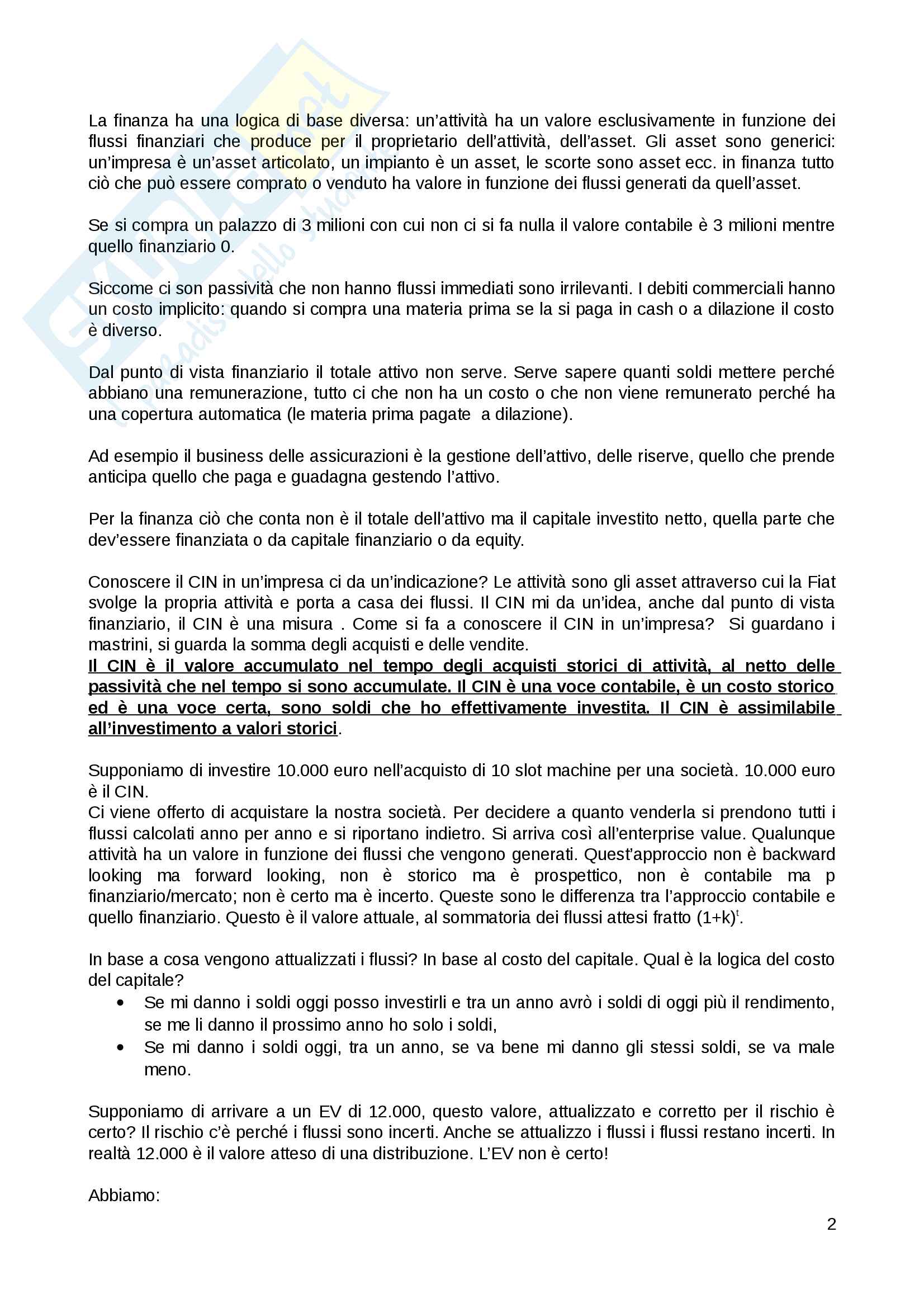 Appunti Financial managemnt and corporate banking Pag. 2
