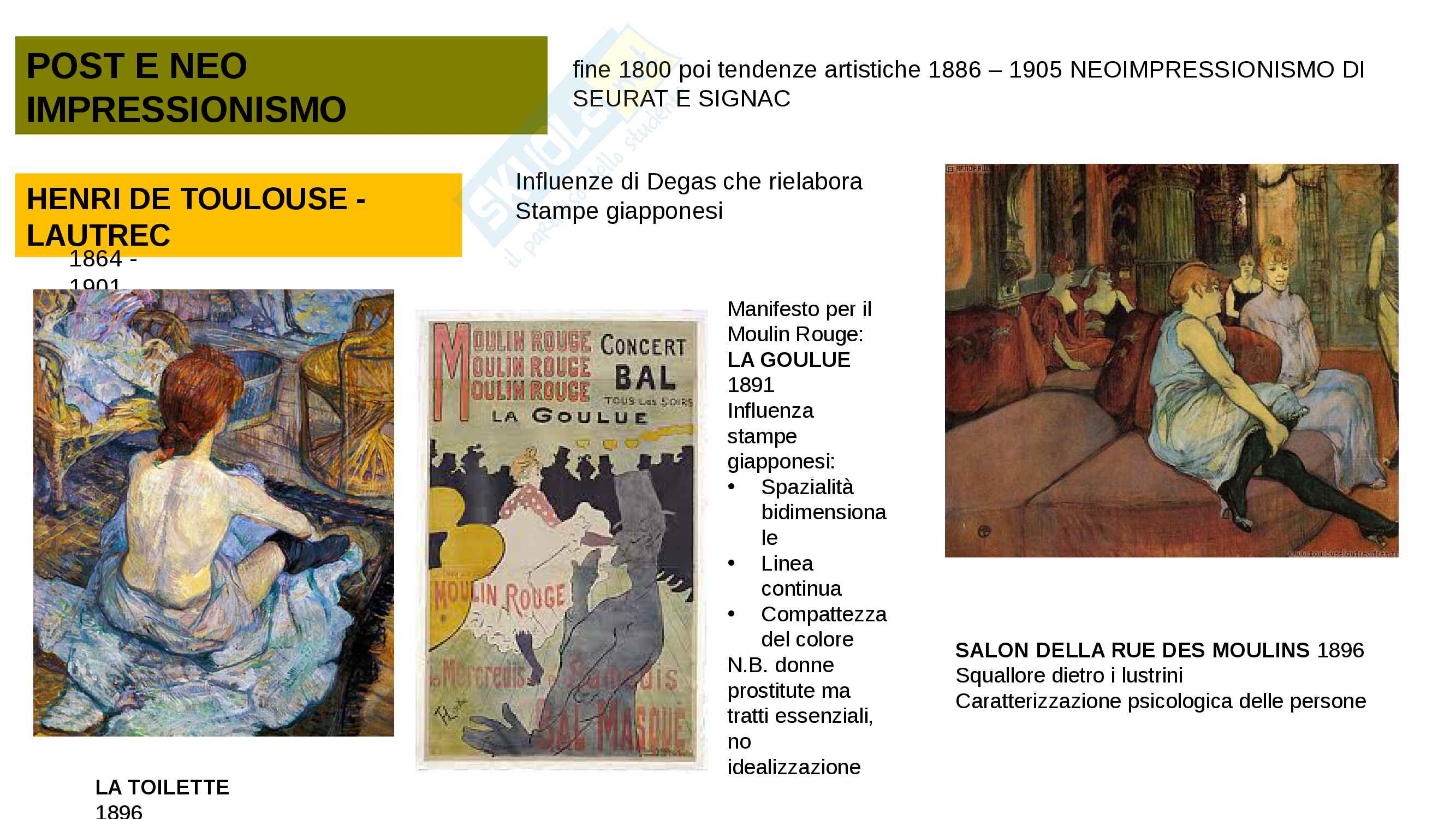 5 Arte contemporanea: Post e Neoimpressionismo Pag. 1
