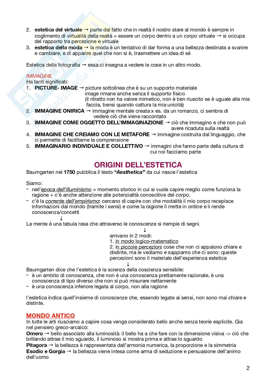 Appunti per l'esame di Estetica  Pag. 2