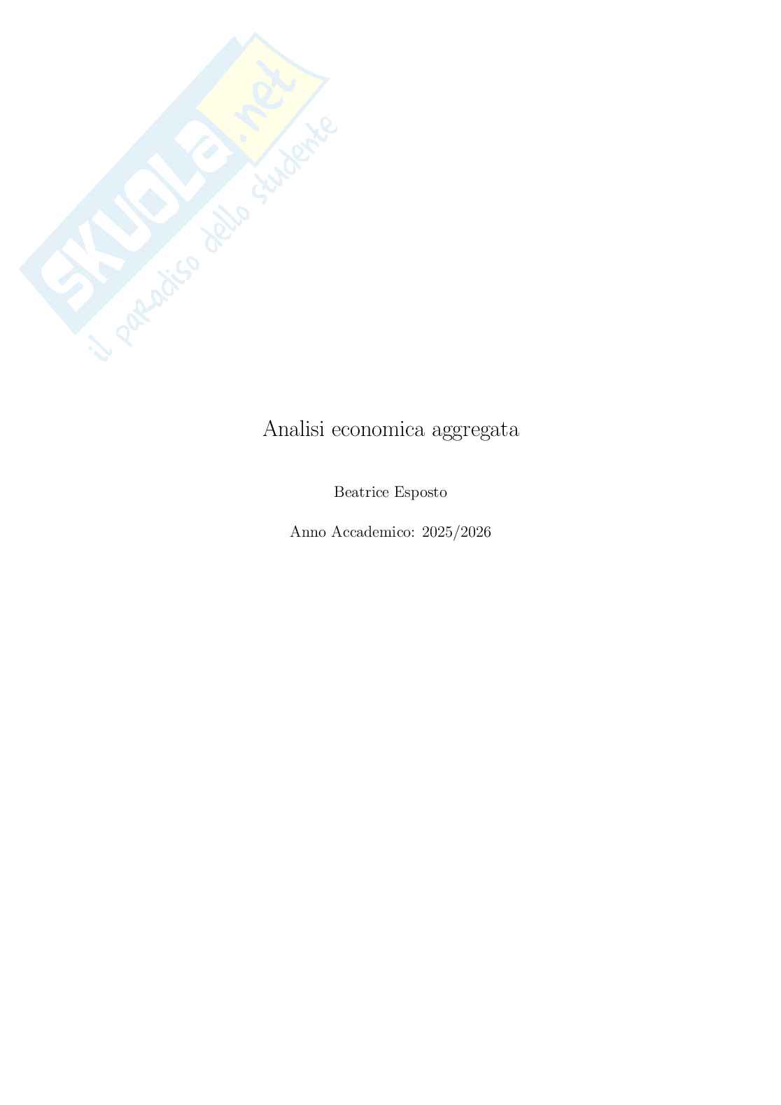 Appunti Analisi economica aggragata - modulo 1 Pag. 1