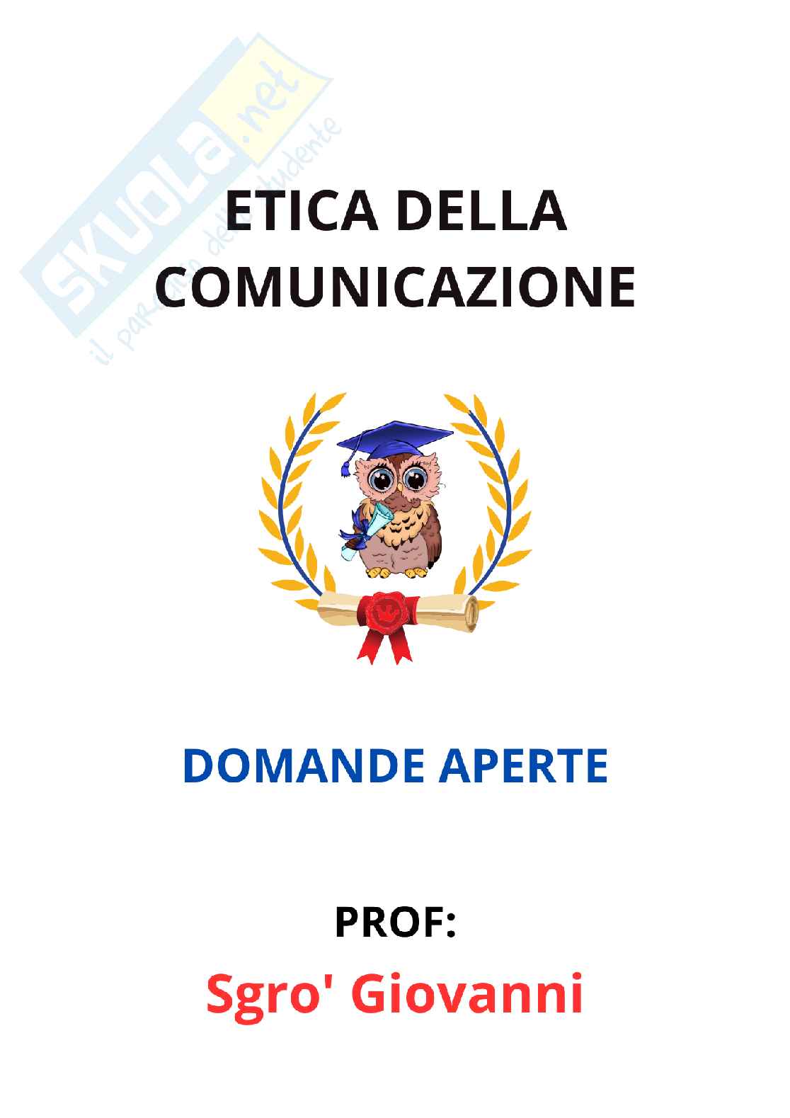 Paniere Etica della comunicazione - Risposte multiple - aggiornato (2026) Pag. 1