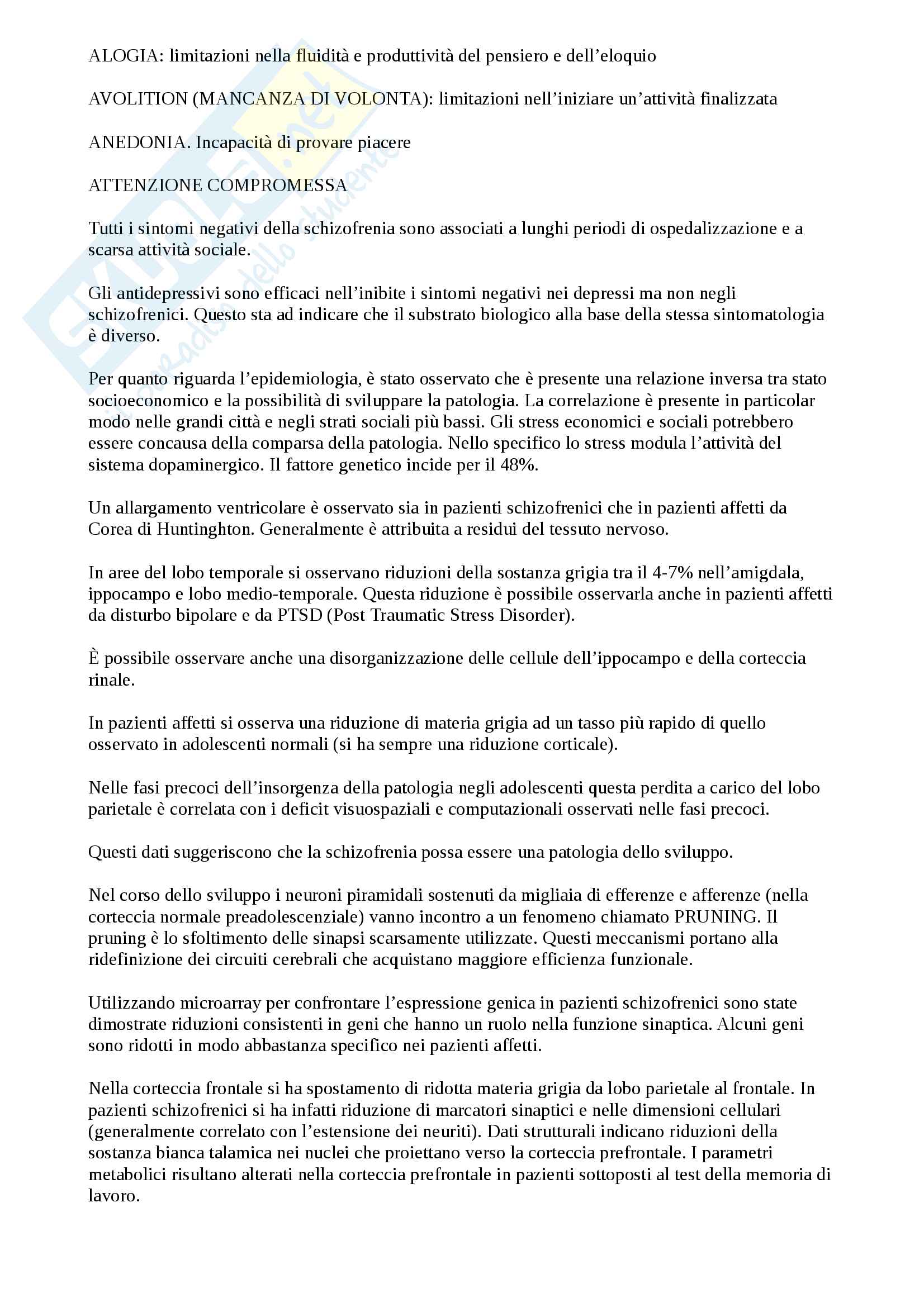 Basi organiche della Schizofrenia Pag. 2