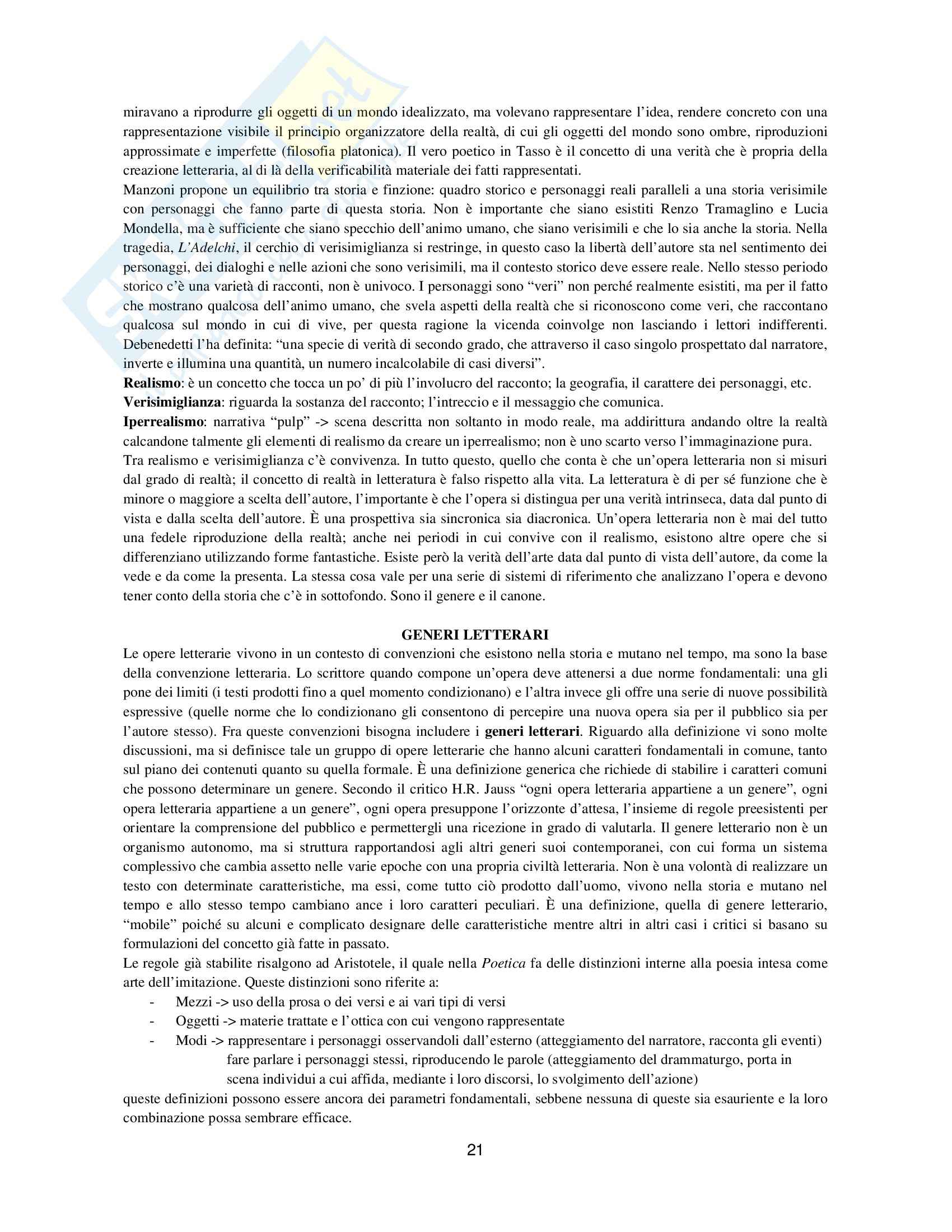 Riassunto esame Letteratura Italiana, prof. Barberi, libro consigliato Dimensioni della Letteratura Casadei Pag. 21