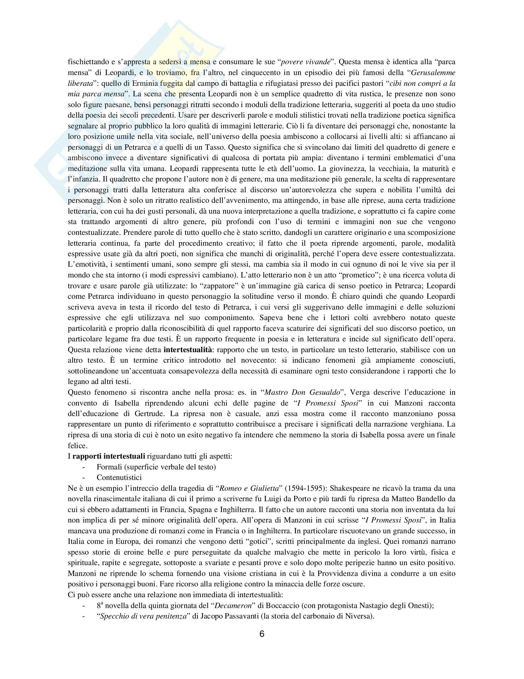 Riassunto esame Letteratura Italiana, prof. Barberi, libro consigliato Dimensioni della Letteratura Casadei Pag. 6