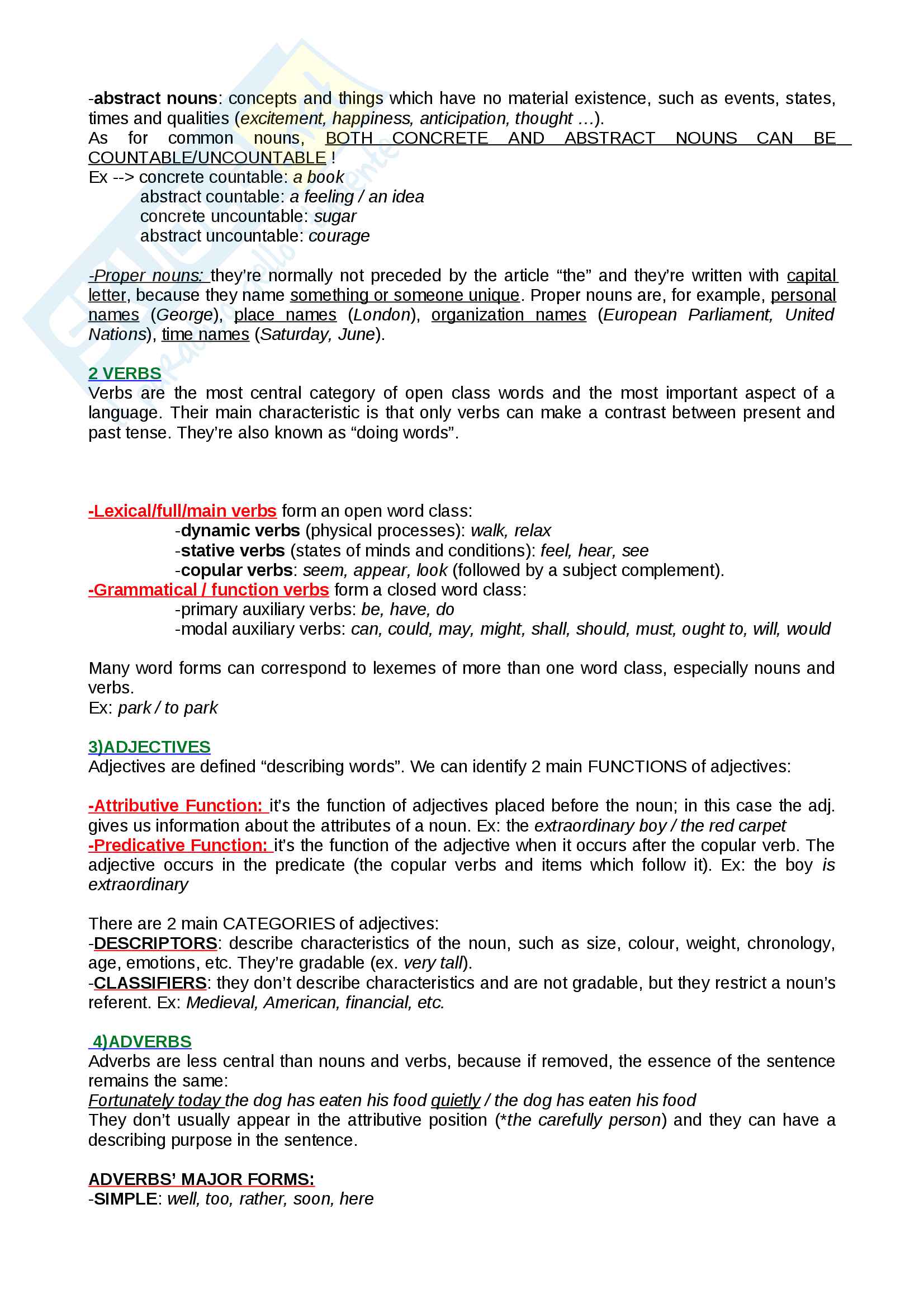 Riassunto esame per la materia Morfosintassi Inglese II, prof. Maggioni, libro consigliato A Handbook of Present-day English, autore: Pulcini (capitoli richiesti) Pag. 2
