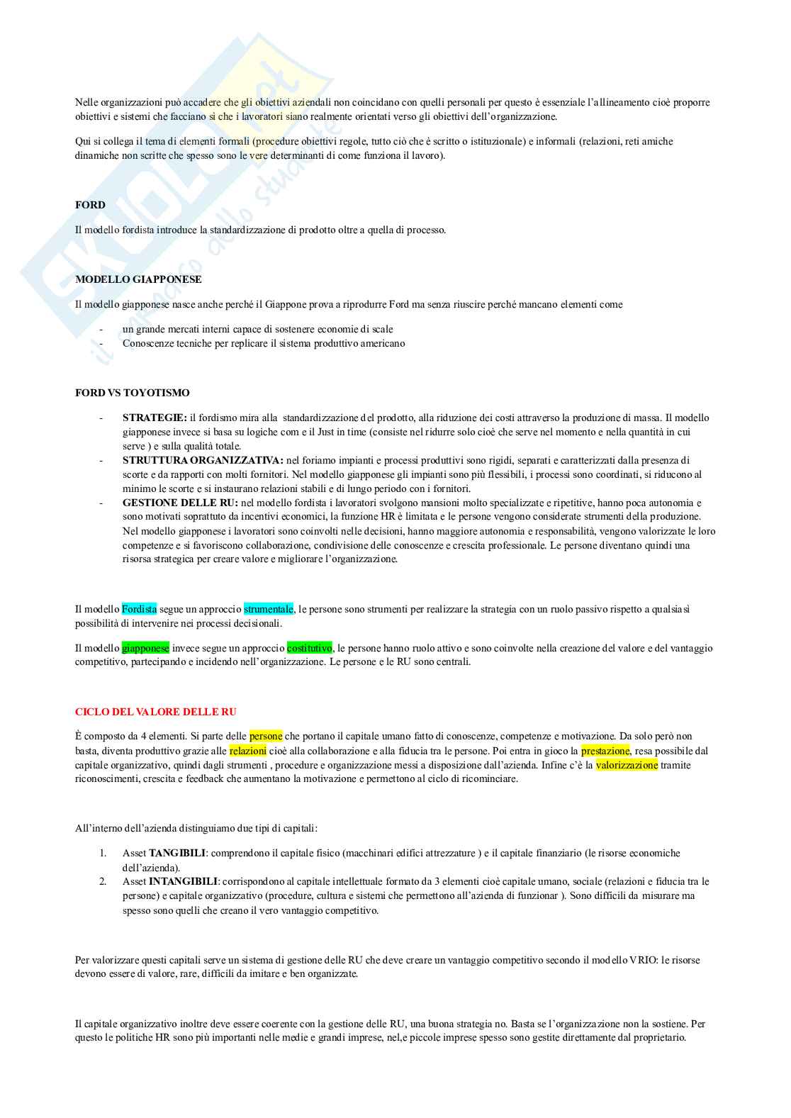 Appunti di Organizzazione aziendale Pag. 2