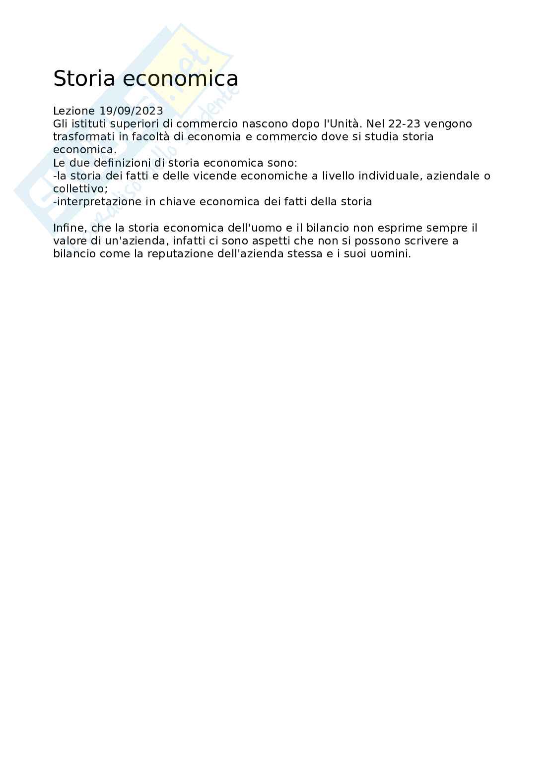 Storia economica Pag. 1