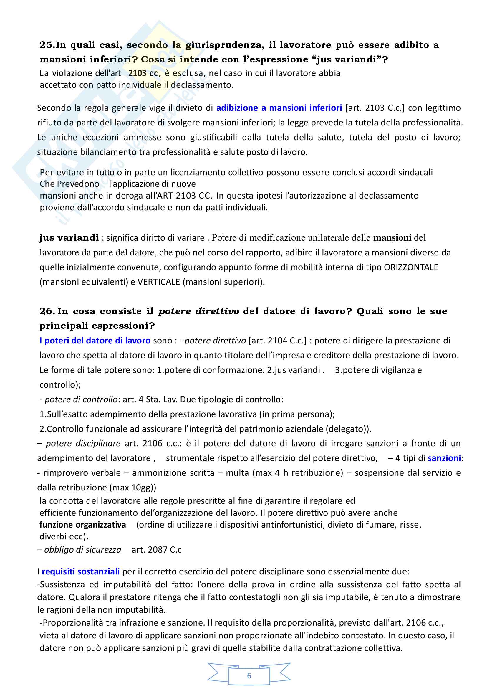 Diritto del lavoro - domande e risposte esame Pag. 6