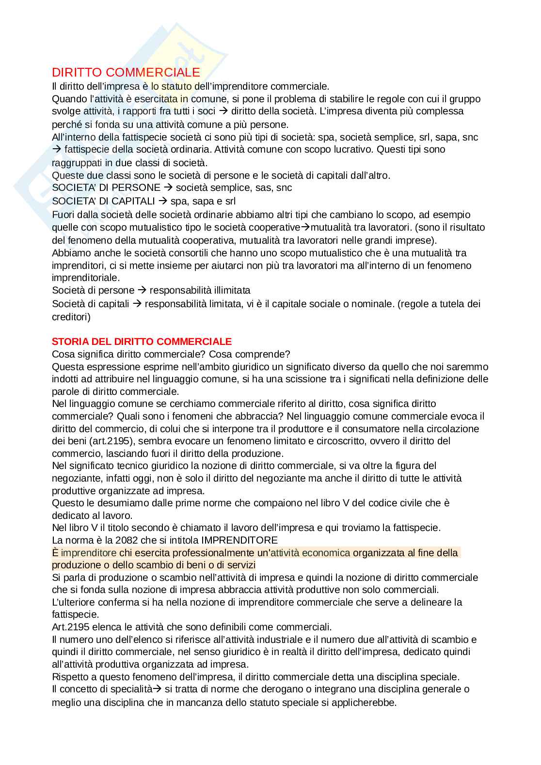 Appunti di diritto commerciale Pag. 1