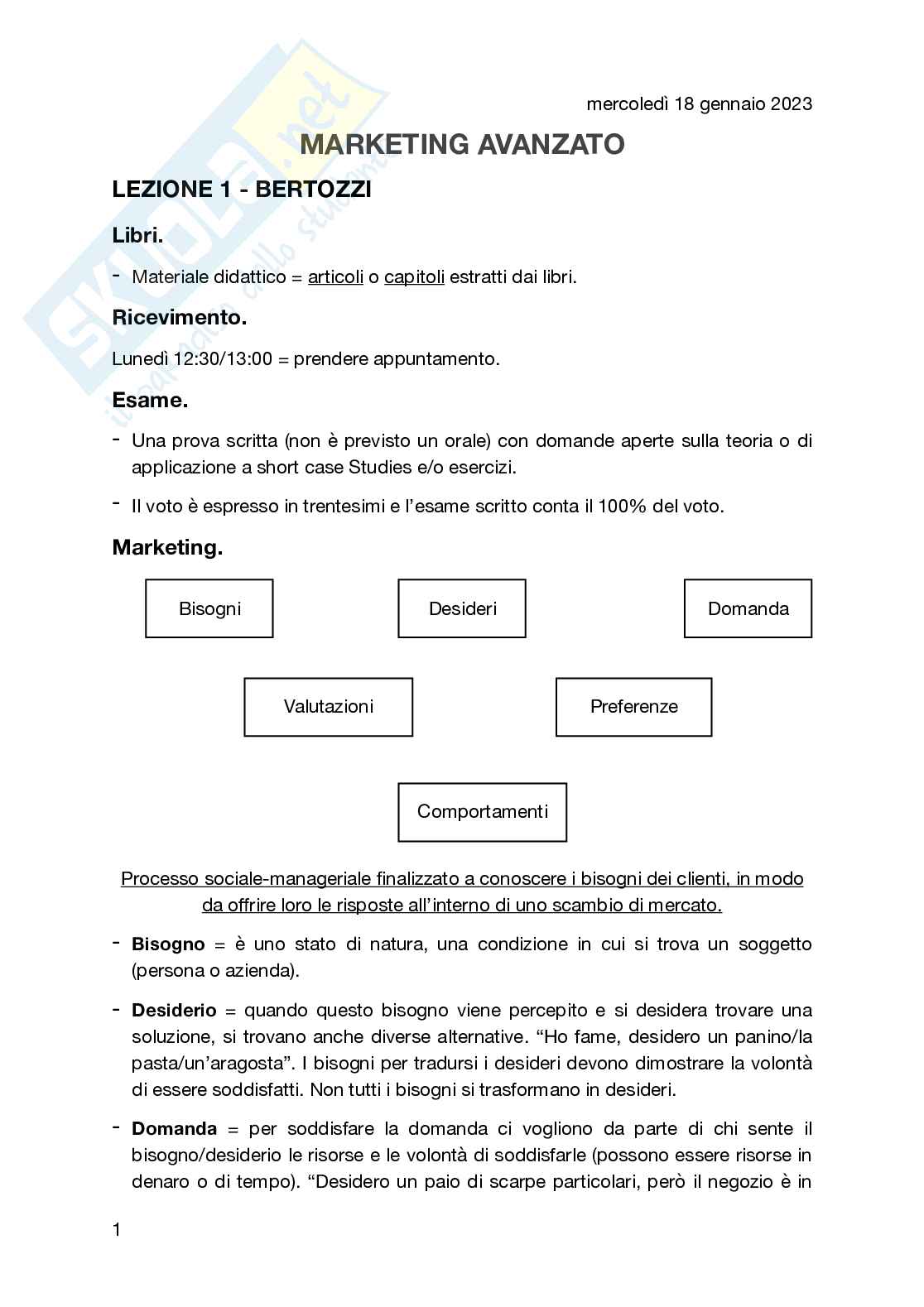 Appunti Marketing avanzato  Pag. 1