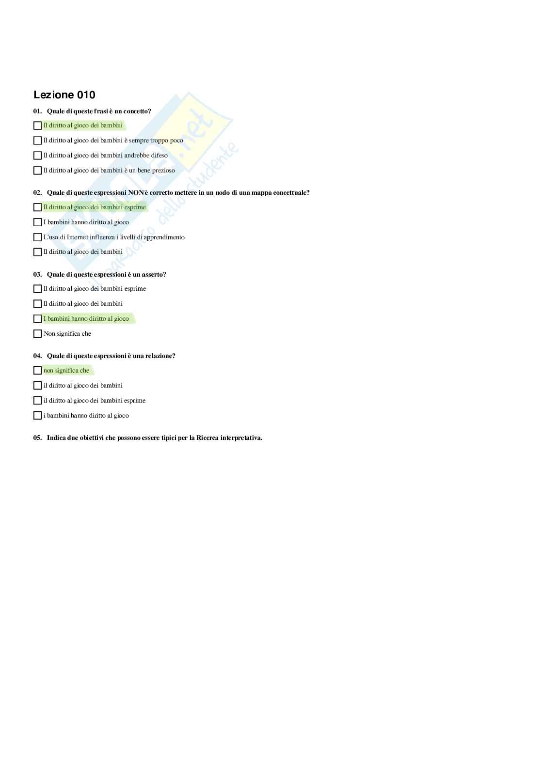 Paniere Pedagogia sperimentale - Risposte multiple - aggiornato (2026) Pag. 11