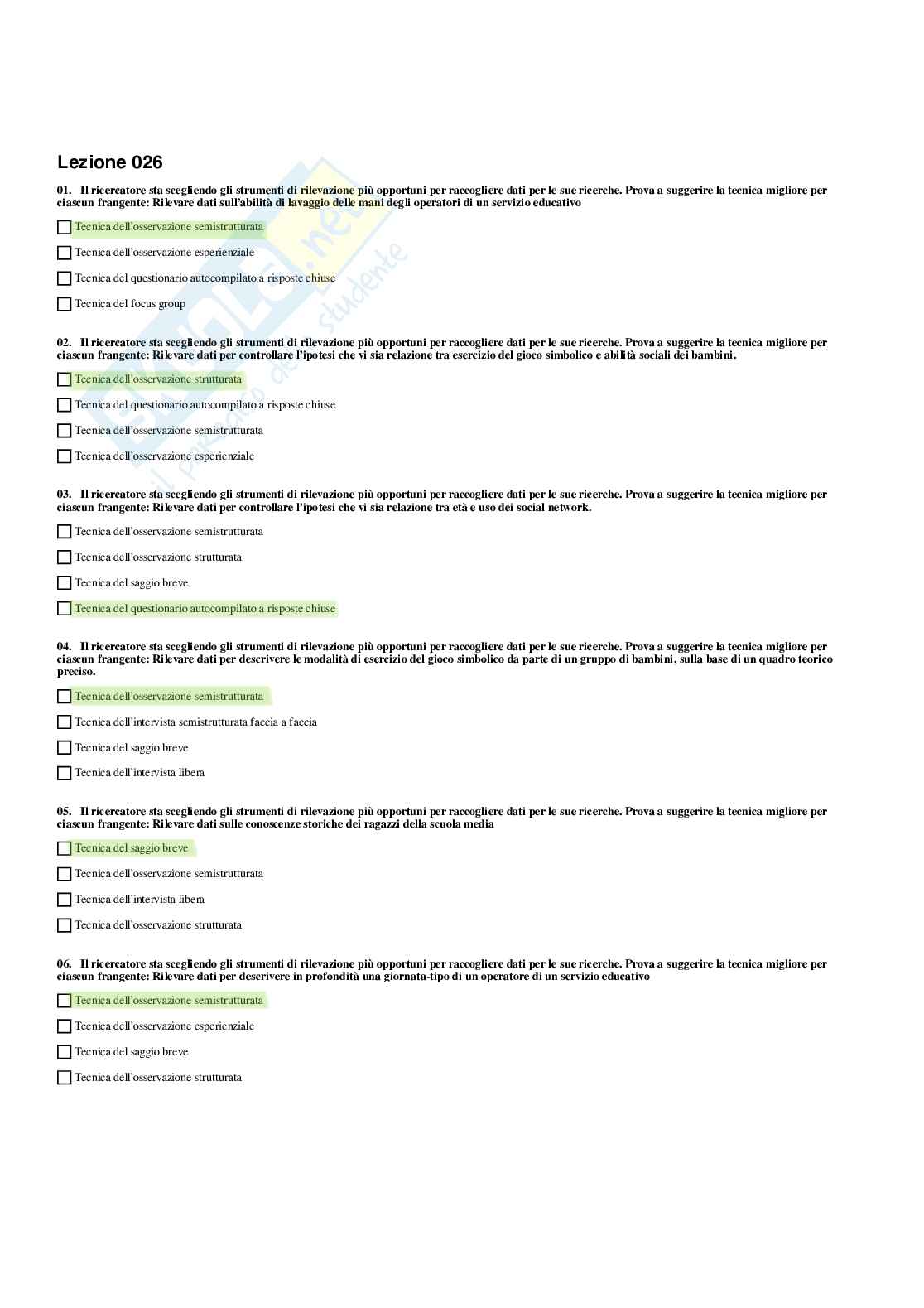 Paniere Pedagogia sperimentale - Risposte multiple - aggiornato (2026) Pag. 26