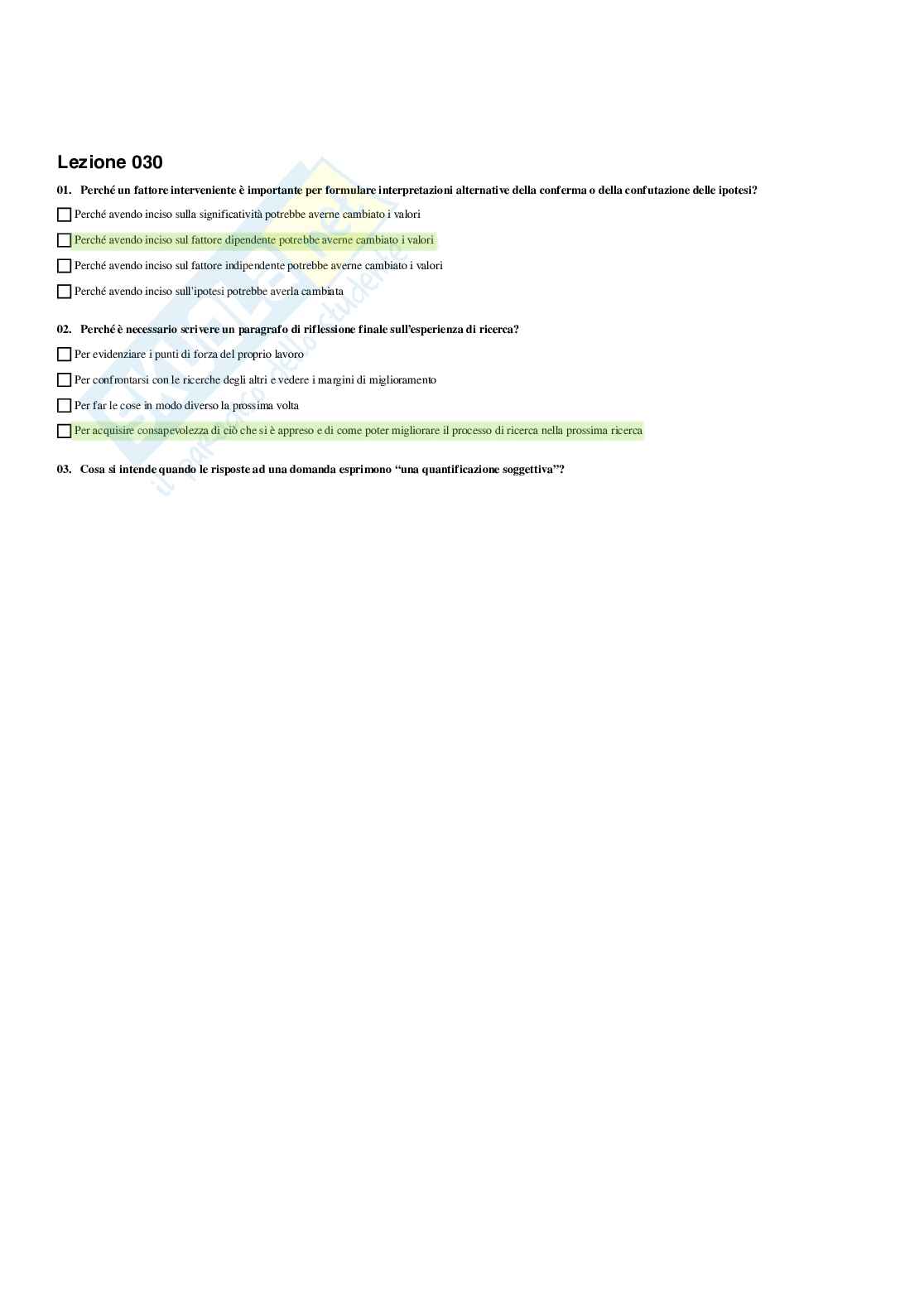 Paniere Pedagogia sperimentale - Risposte multiple - aggiornato (2026) Pag. 31