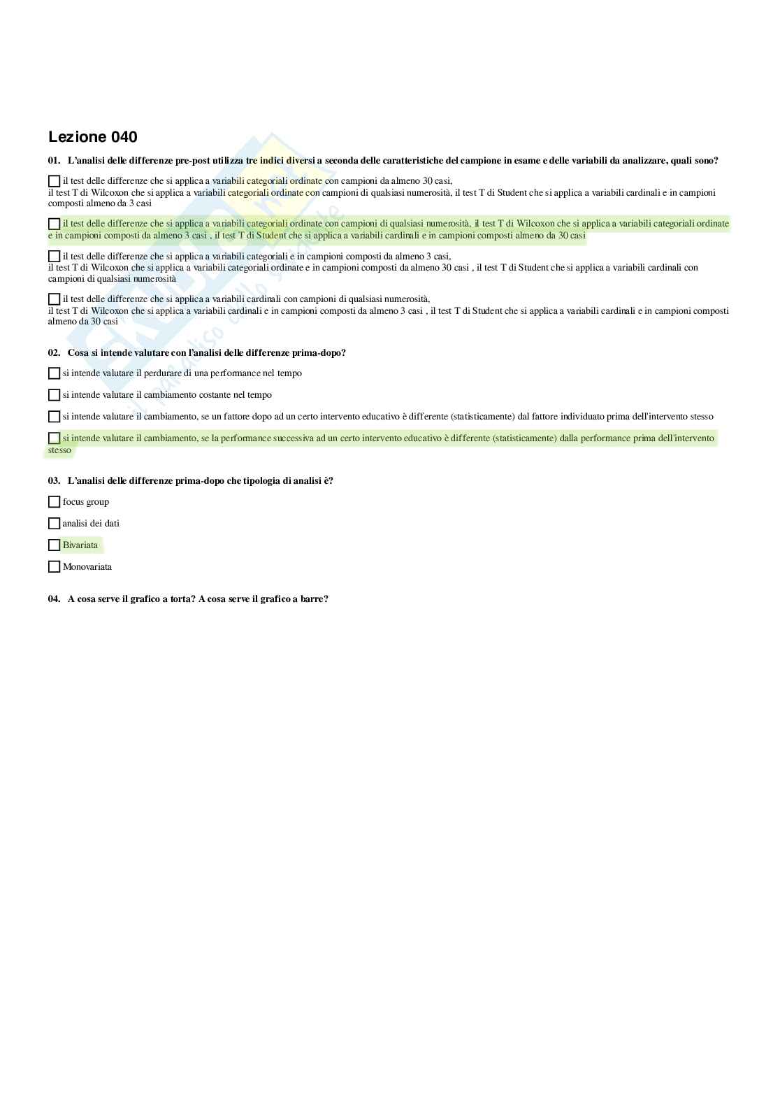 Paniere Pedagogia sperimentale - Risposte multiple - aggiornato (2026) Pag. 41