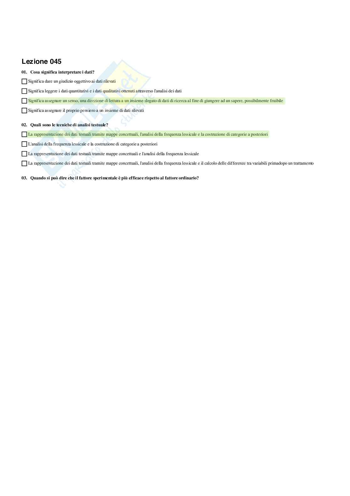 Paniere Pedagogia sperimentale - Risposte multiple - aggiornato (2026) Pag. 46