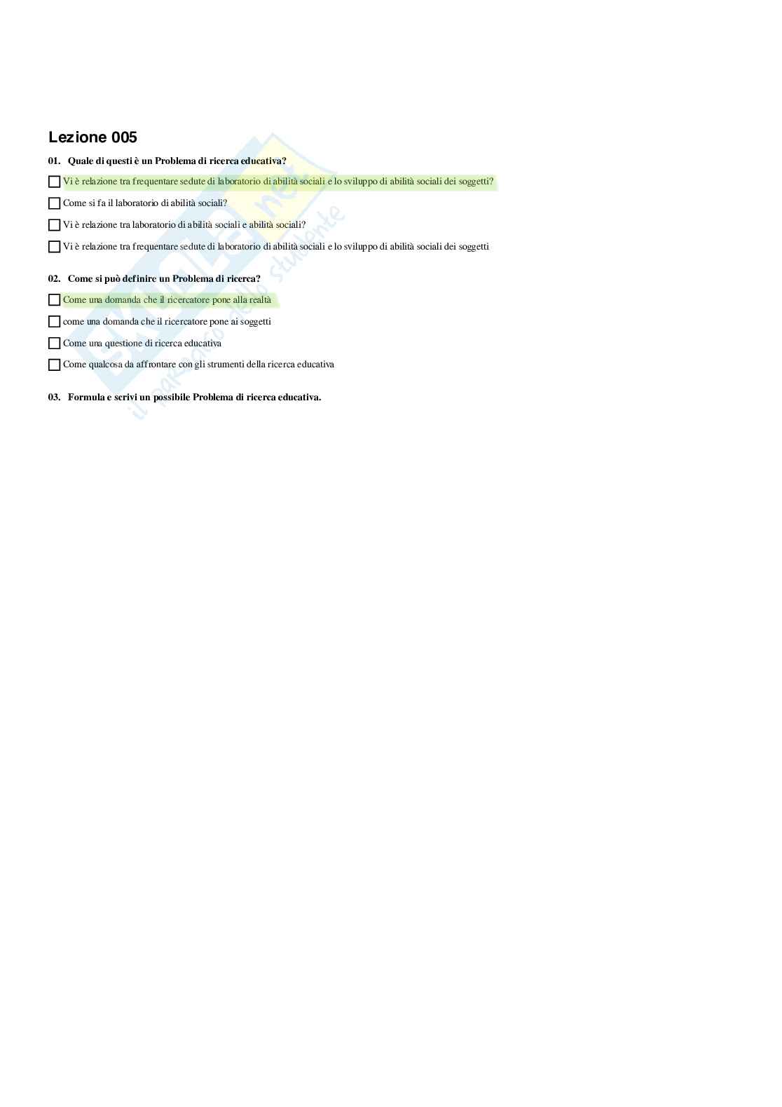 Paniere Pedagogia sperimentale - Risposte multiple - aggiornato (2026) Pag. 6