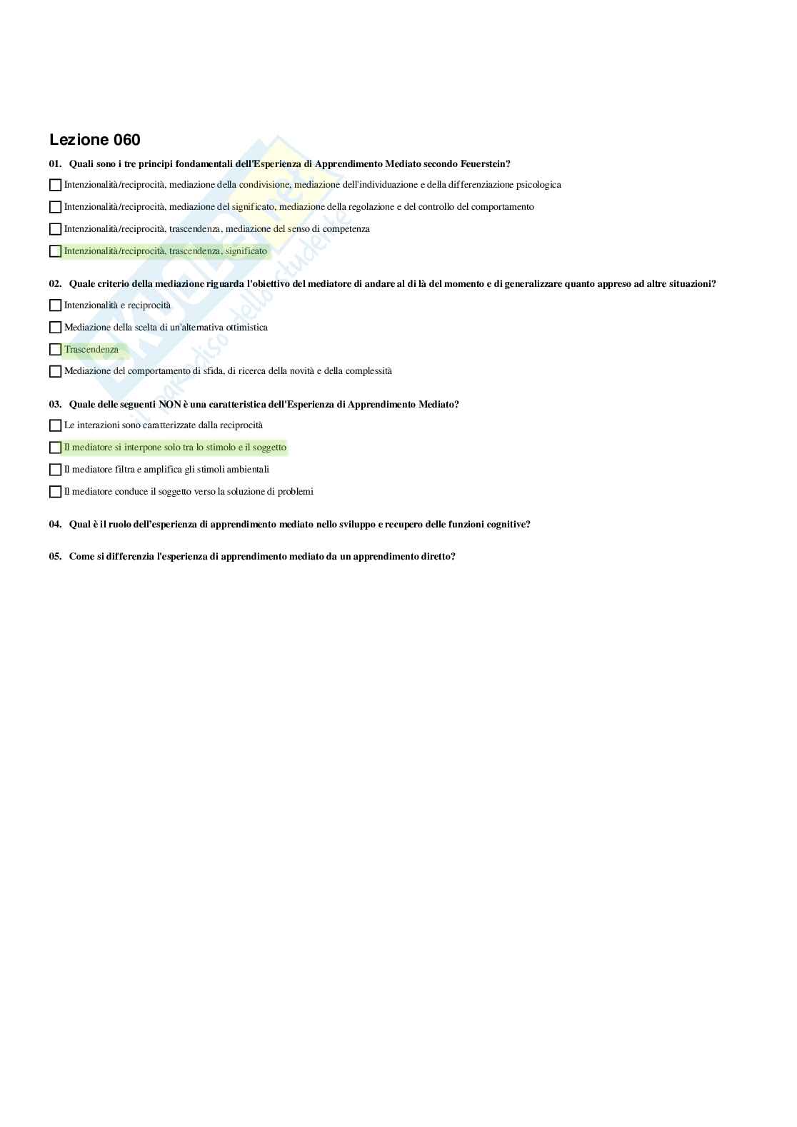 Paniere Pedagogia sperimentale - Risposte multiple - aggiornato (2026) Pag. 61