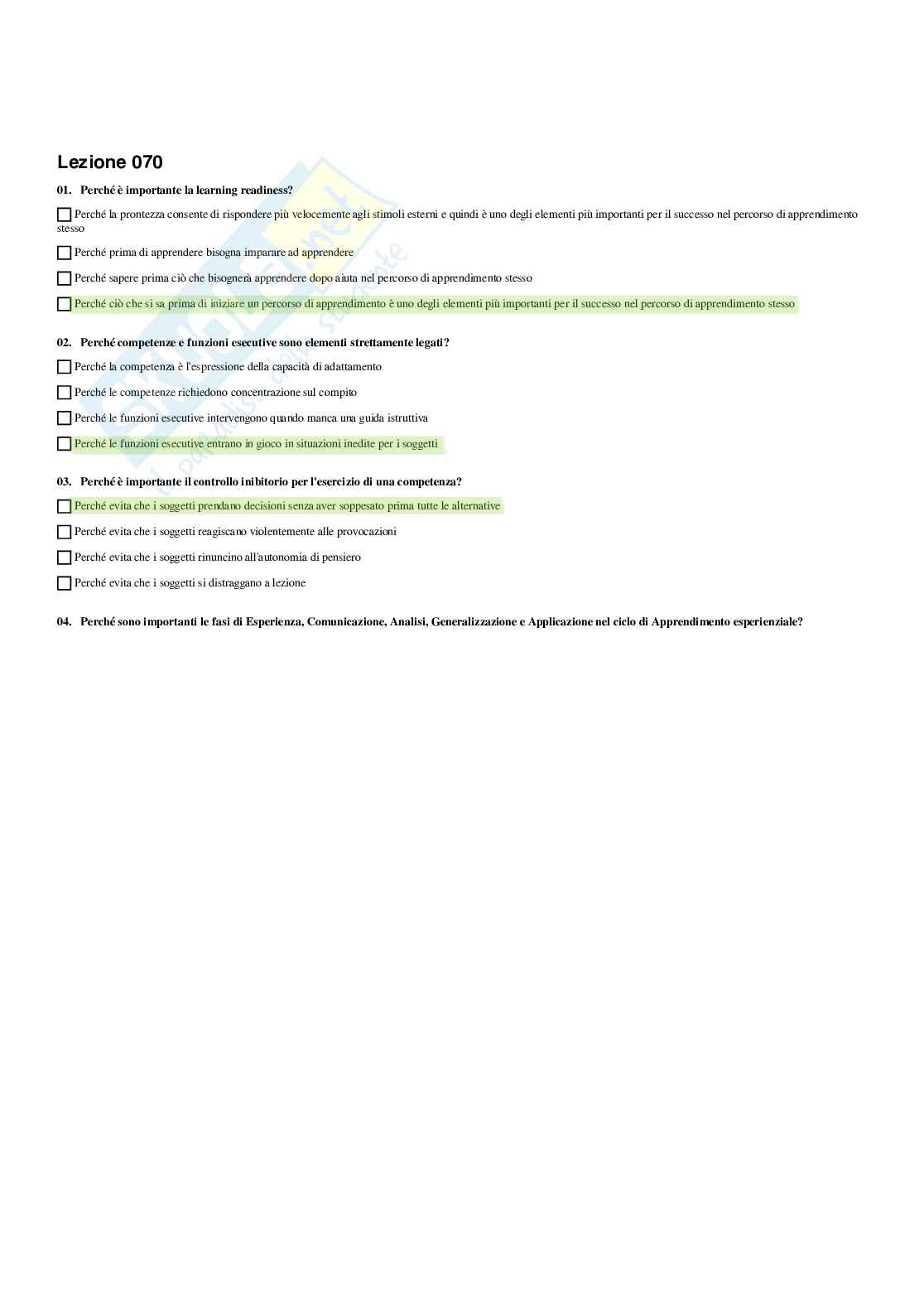 Paniere Pedagogia sperimentale - Risposte multiple - aggiornato (2026) Pag. 71