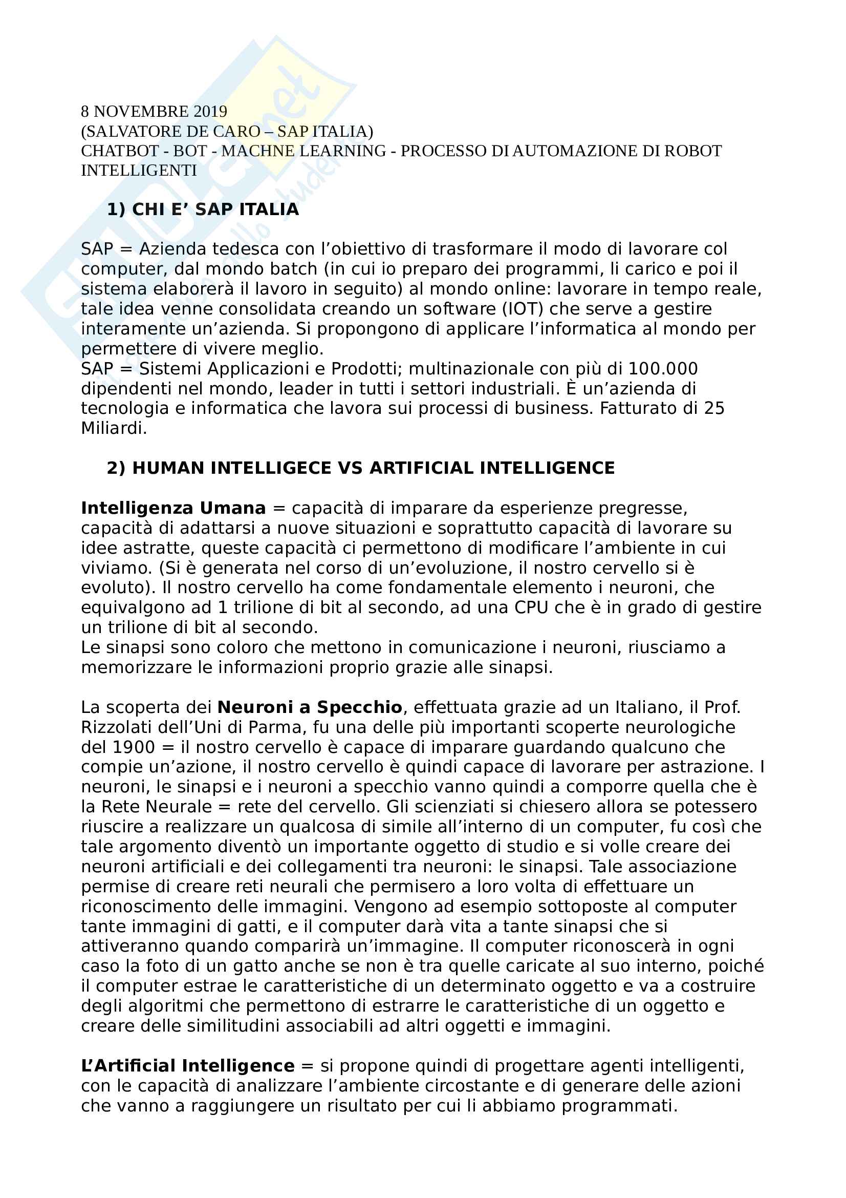 Chatbot bot machine learning processo di automazione di robot intelligenti Pag. 1