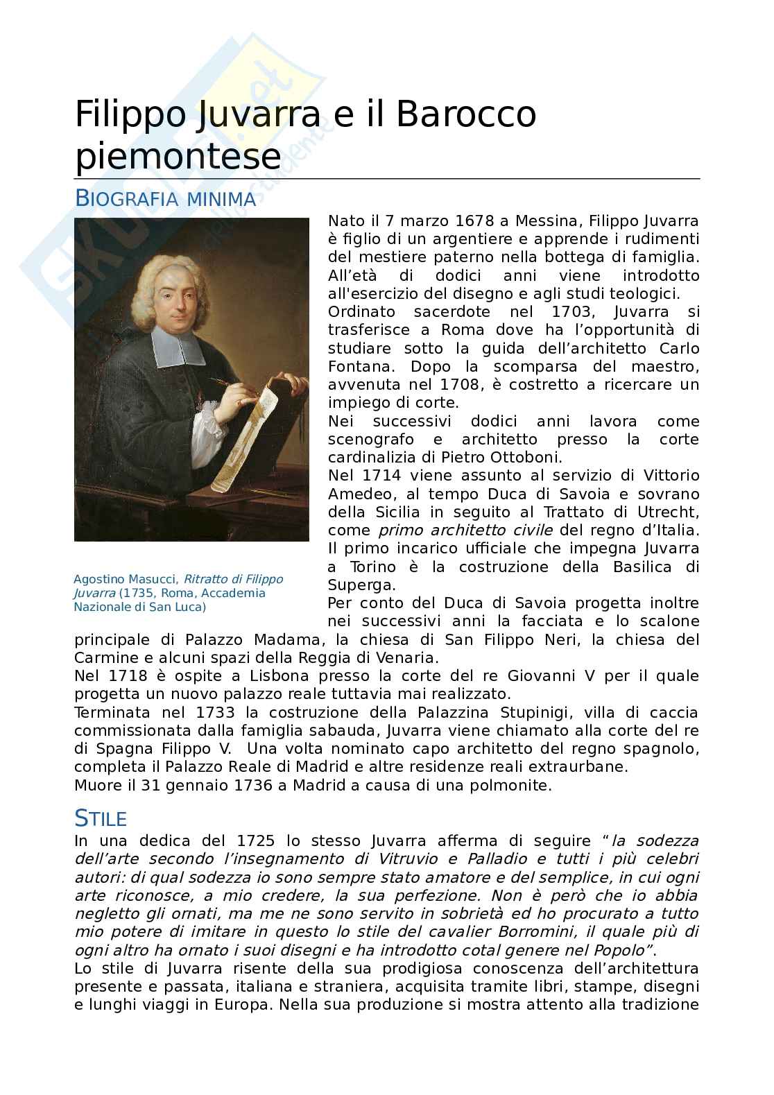 Storia dell'architettura T-1 - Filippo Juvarra Pag. 1