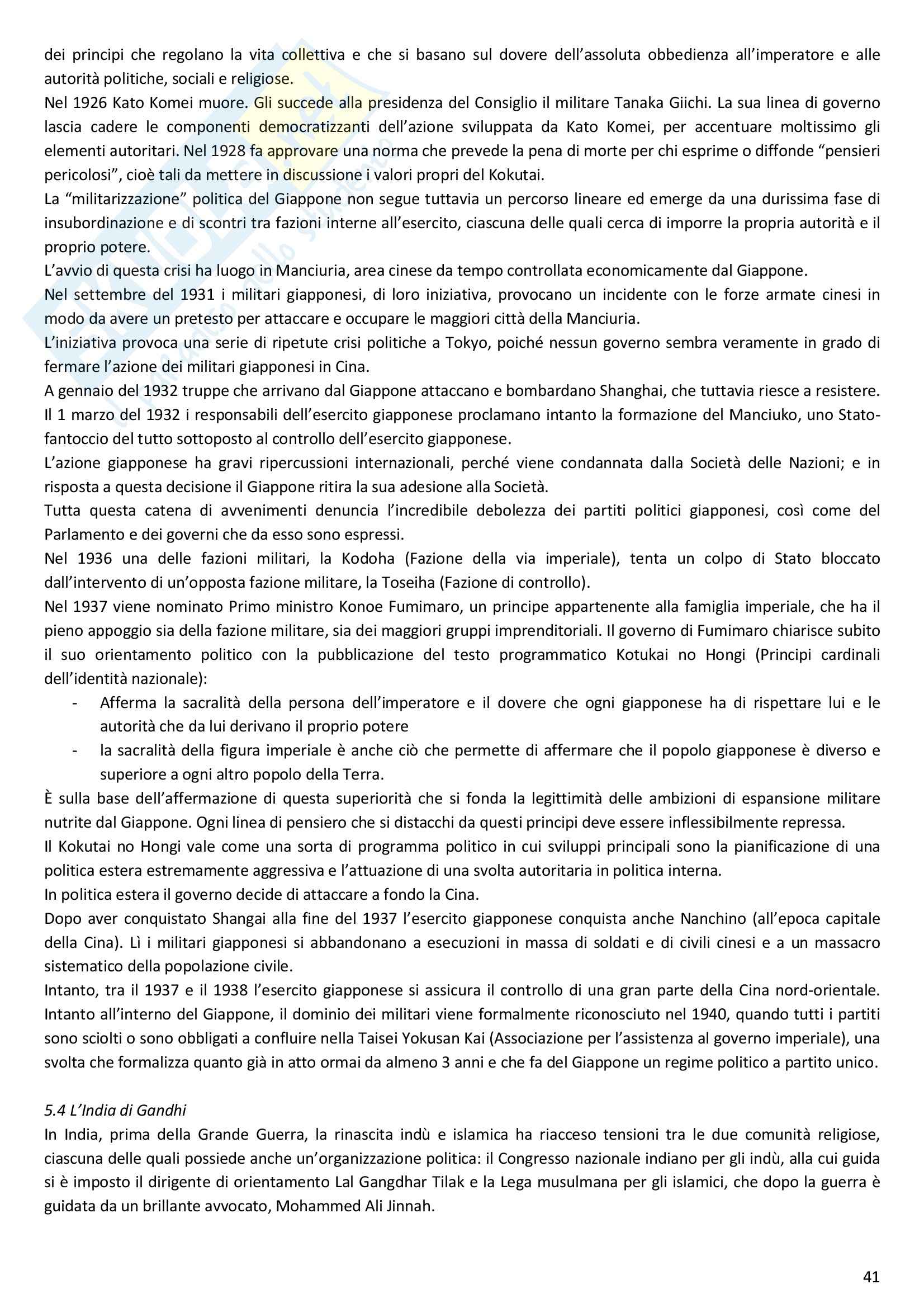 Storia Contemporanea: Dalla Grande Guerra A Oggi