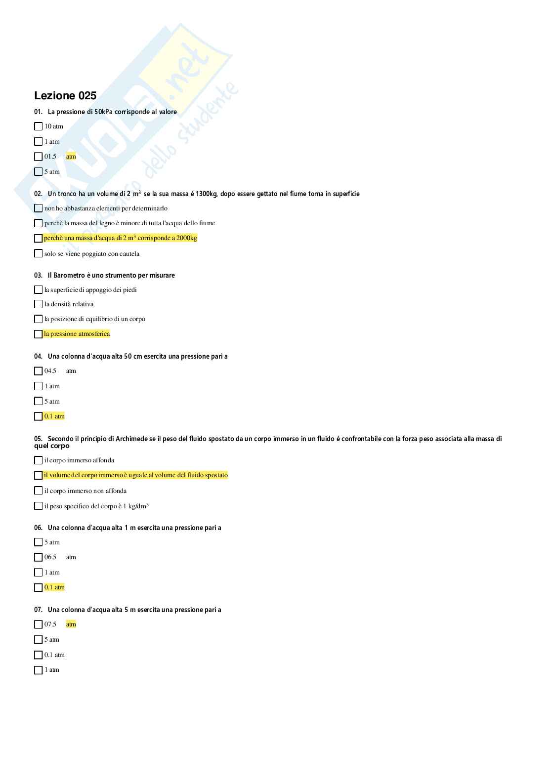 Paniere di Fisica applicata con domande multiple - 2024/25 Pag. 51