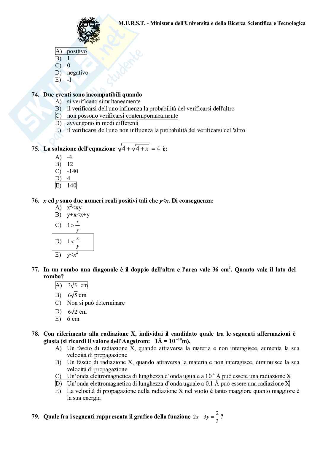 2001 Medicina: test di ammissione Pag. 21