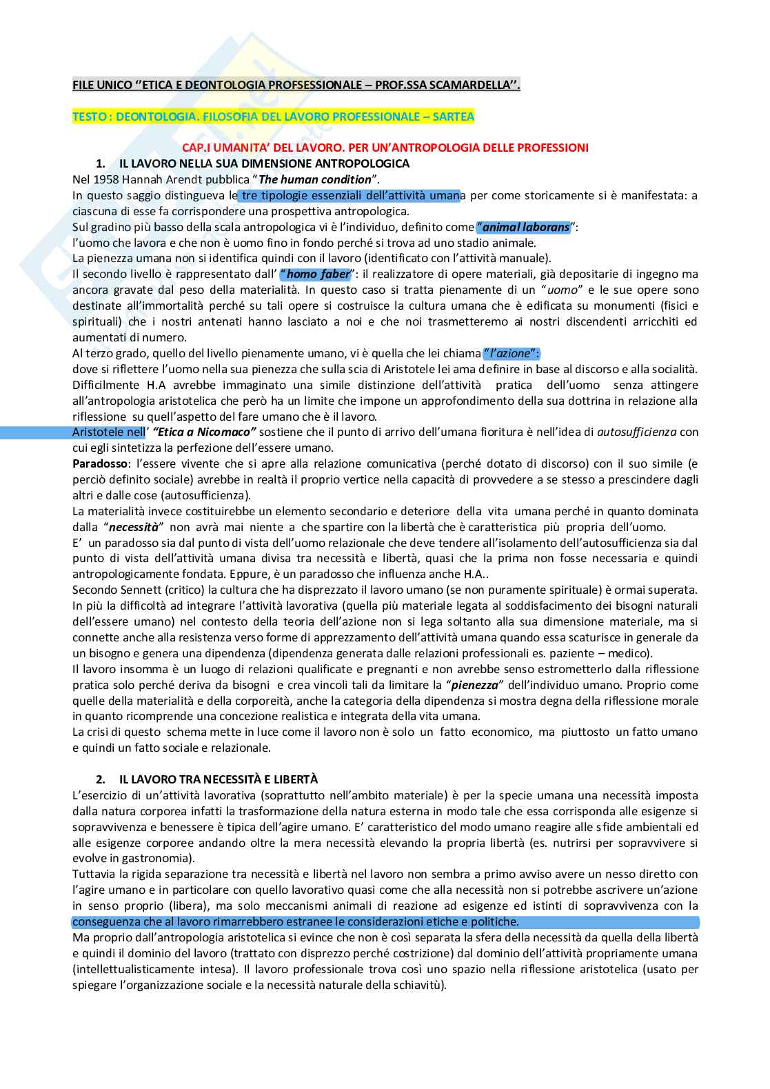 Appunti esame di Etica e deontologia professionale Pag. 1