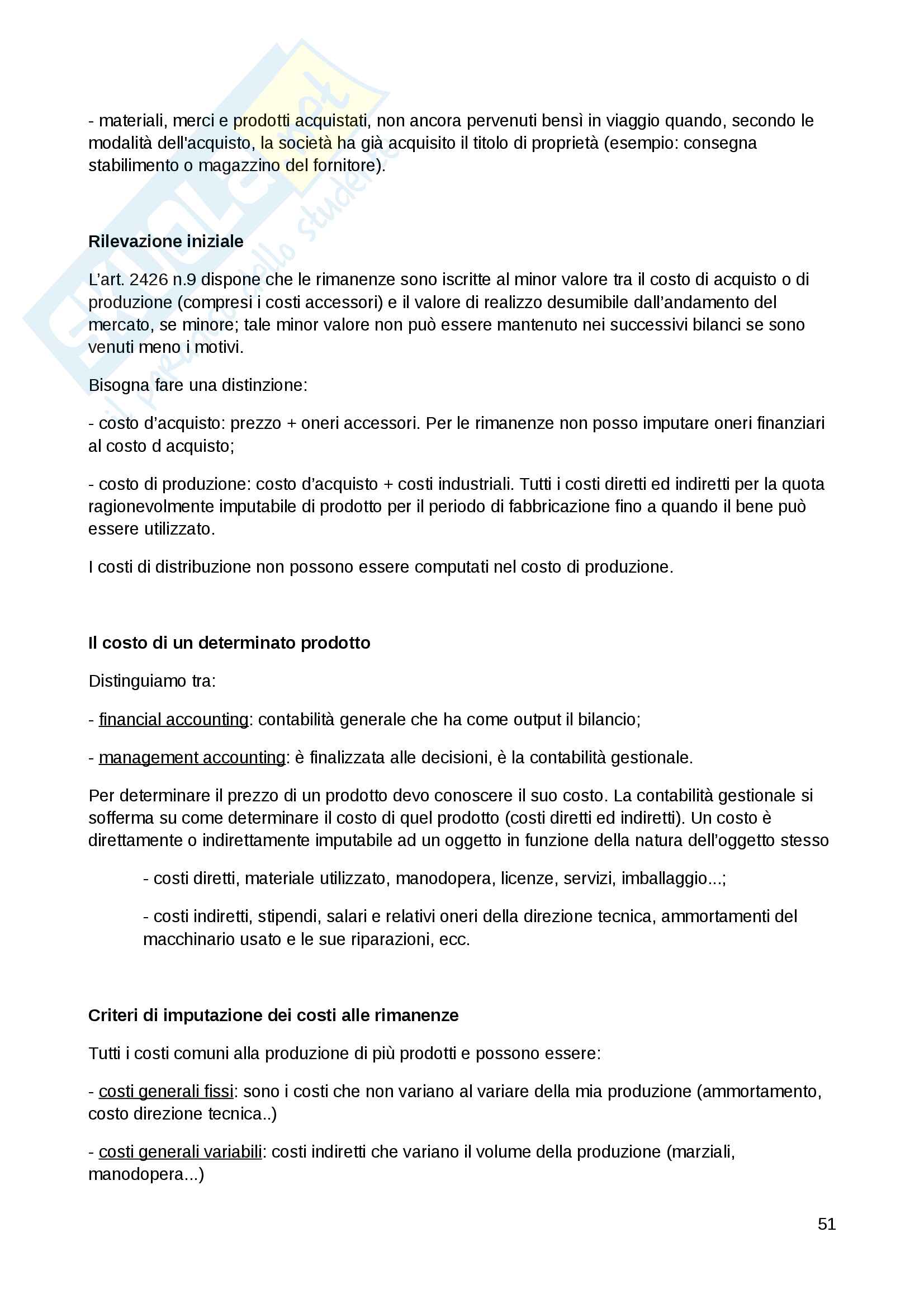 Appunti Bilancio e Analisi economico finanziaria - Prof. Amaduzzi Pag. 51