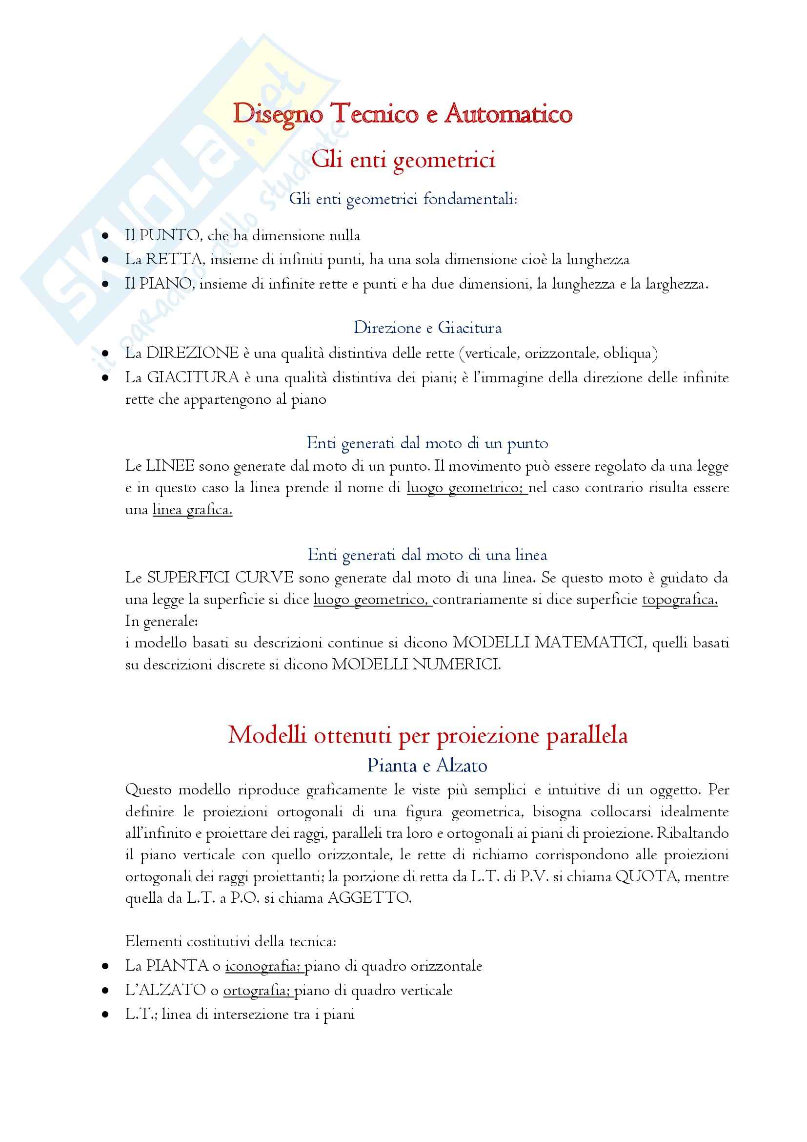 Enti geometrici e nozioni, Disegno tecnico e automatico Pag. 1
