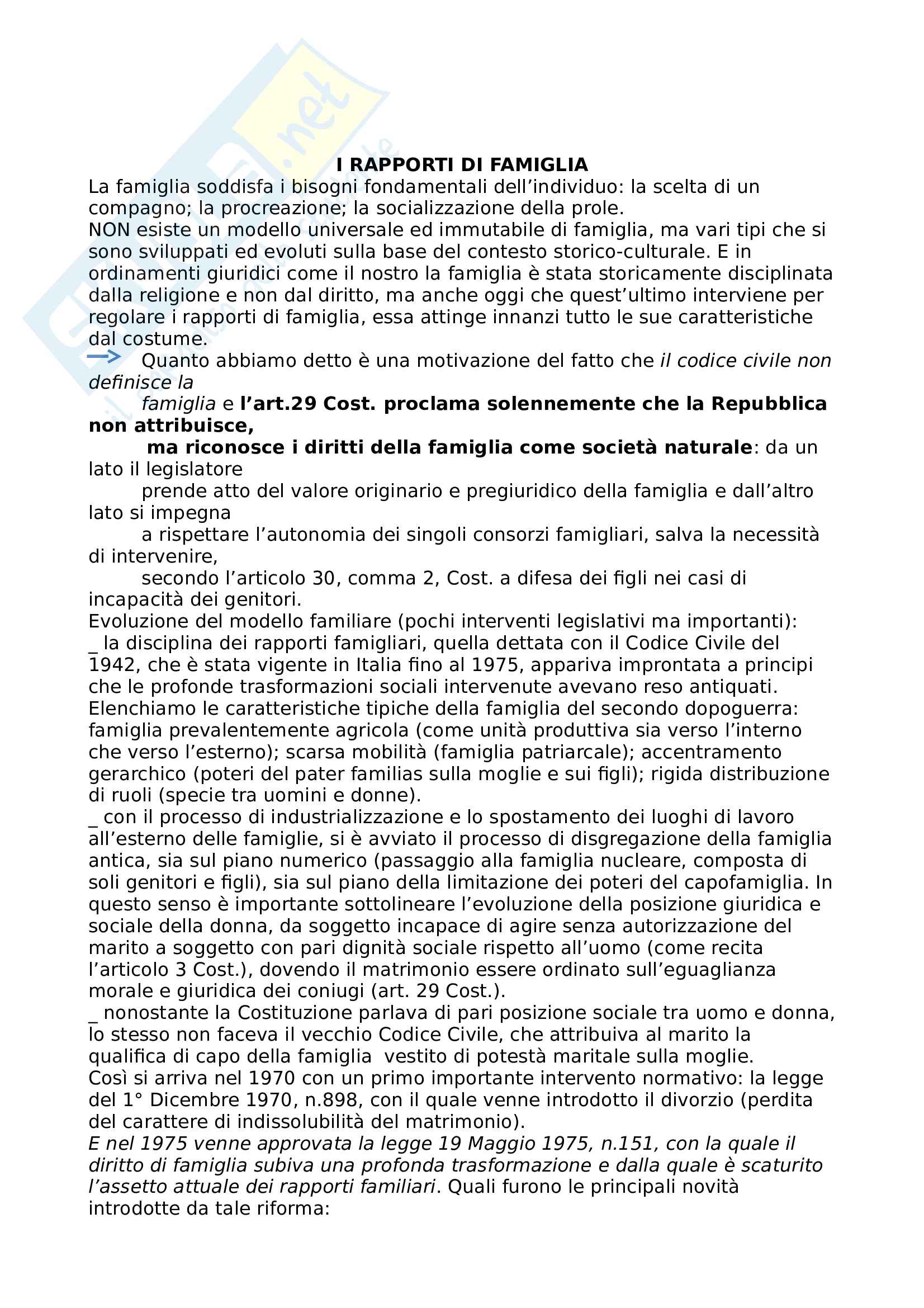 Riassunto esame Diritto di Famiglia, prof. Tullio, libro consigliato Manuale di Diritto Privato: Rapporti di Famiglia, Torrente, Schlesinger Pag. 1