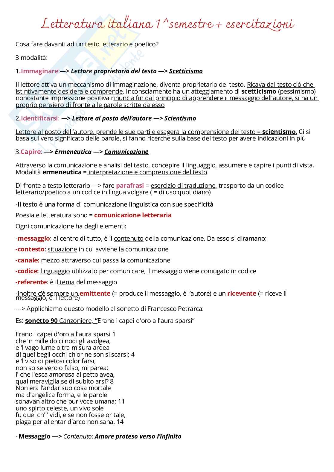Letteratura italiana  Pag. 1