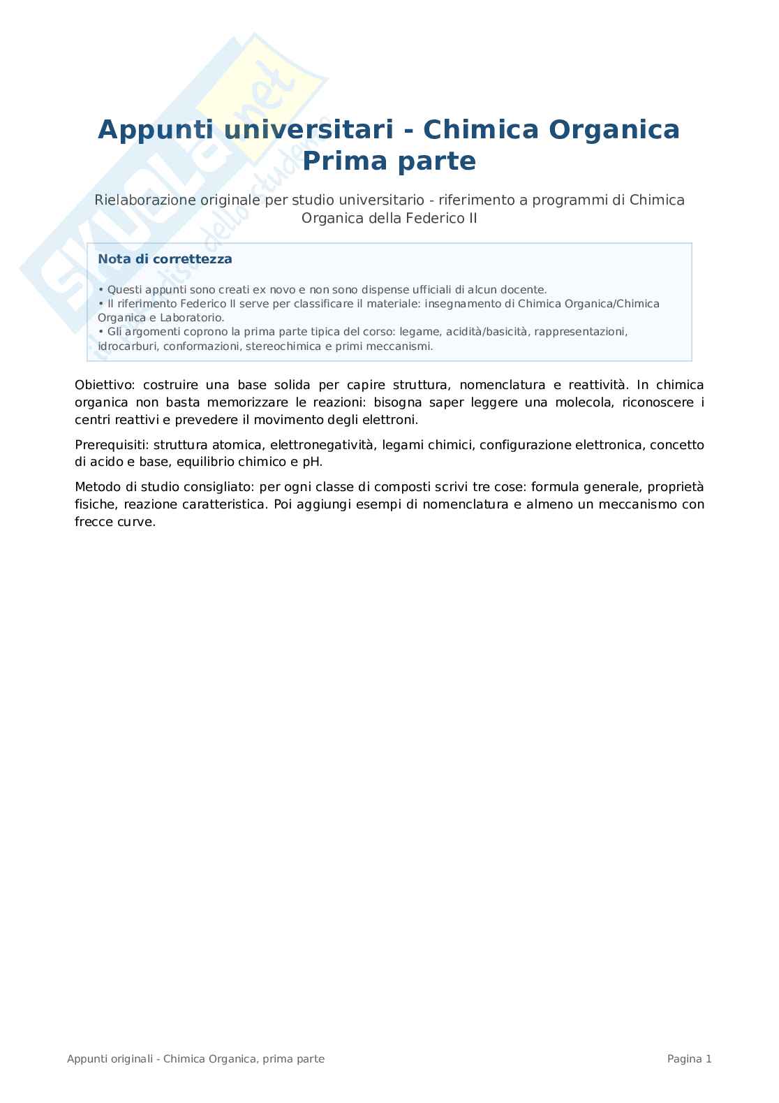 Appunti rielaborati Chimica organica Pag. 1