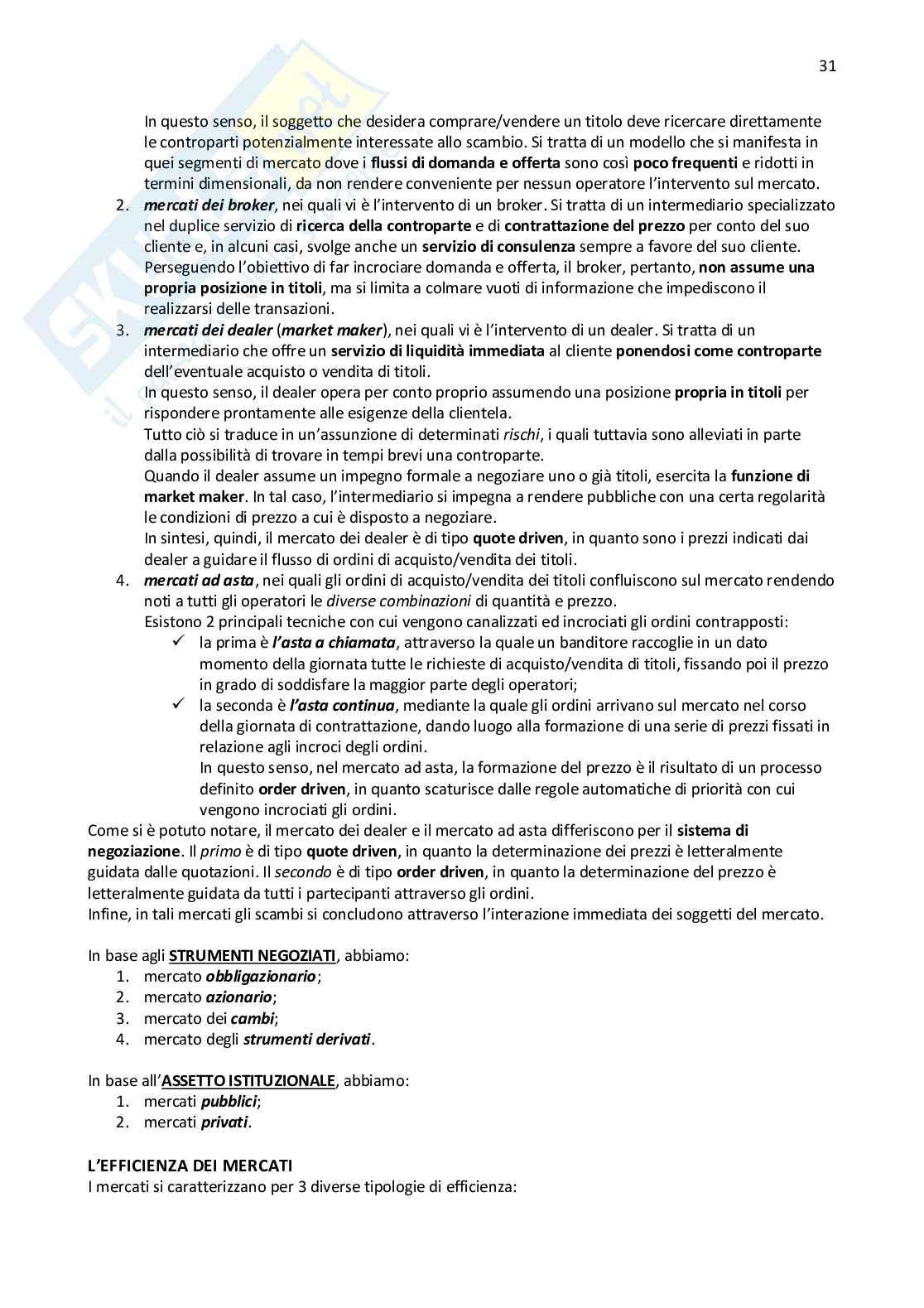 Riassunto esame Economia degli intermediari finanziari, Prof. Sylos Labini Stefania, libro consigliato Economia della banca, Ruozi Pag. 31