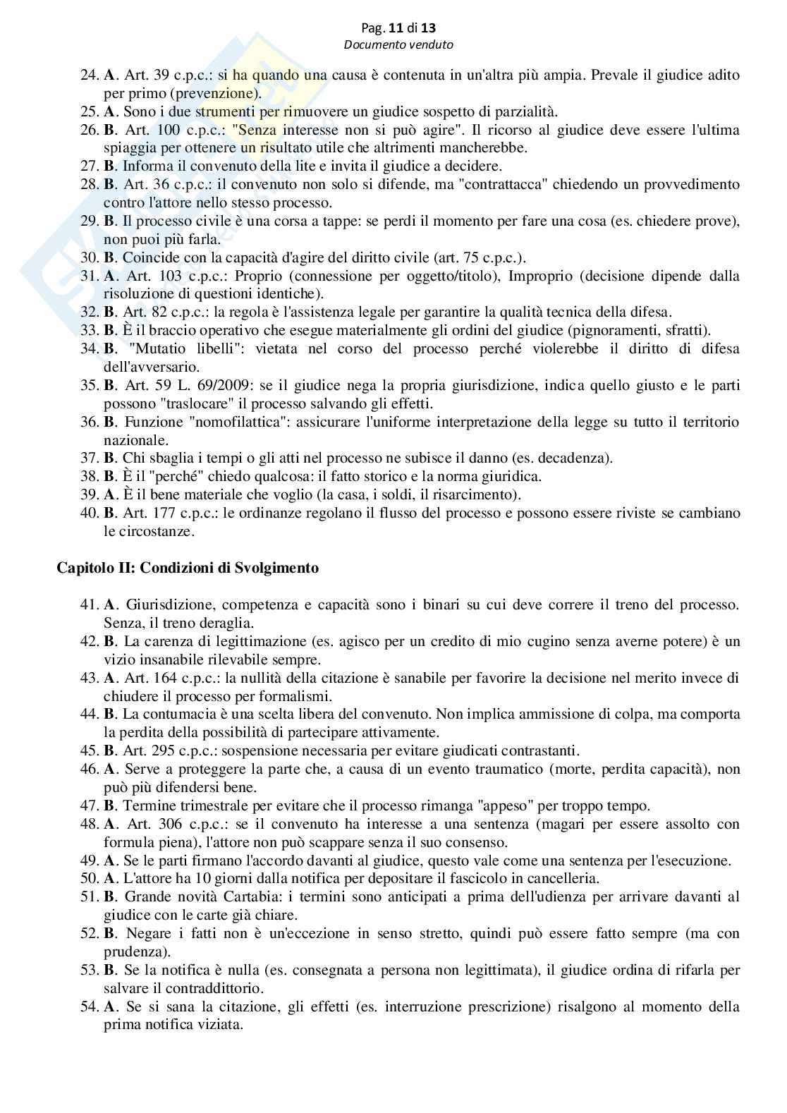 Simulazione esame a scelta multipla con soluzioni (1 modulo di Diritto processuale civile) Pag. 11