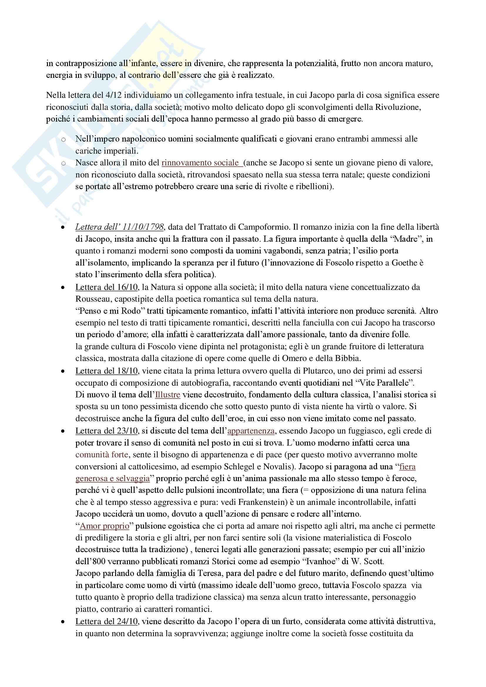 Letteratura italiana contemporanea - Le Ultime Lettere di Jacopo Ortis Pag. 2