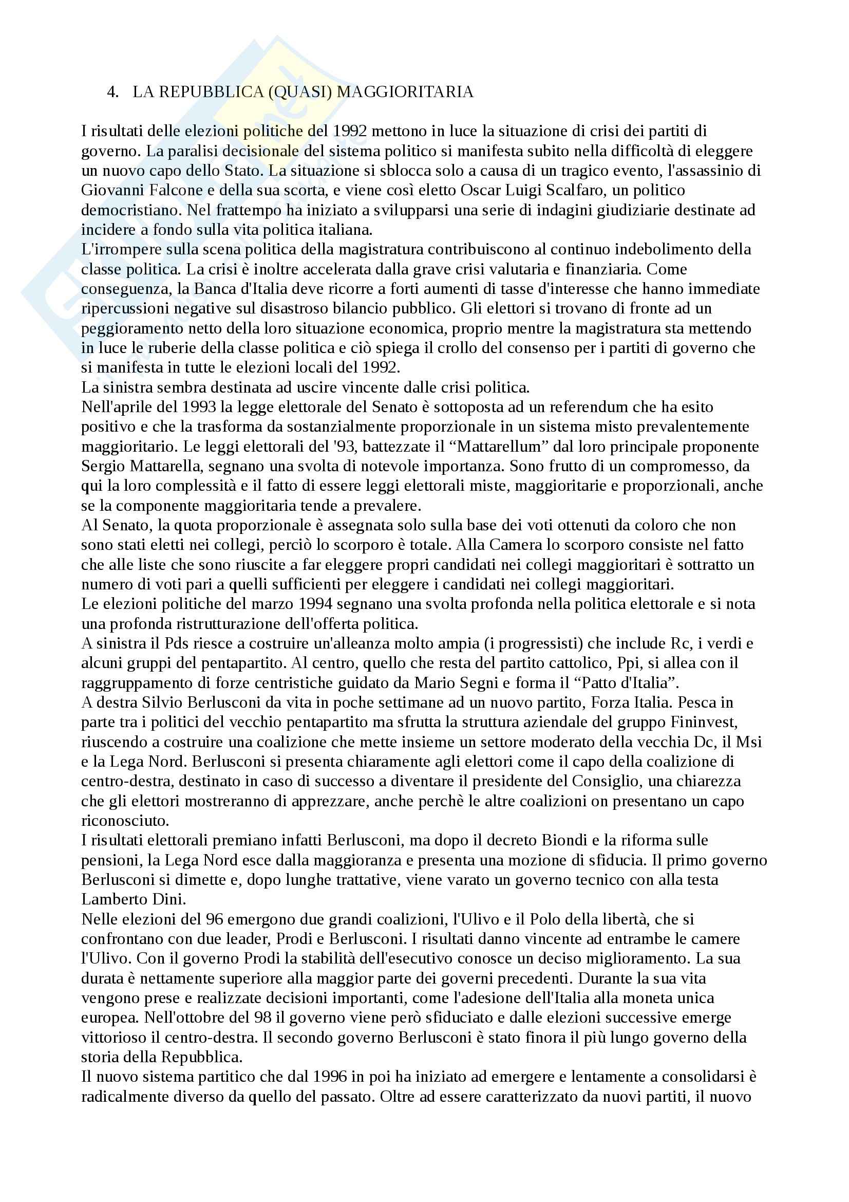 Sociologia dela politica -  sistema politico italiano Pag. 6