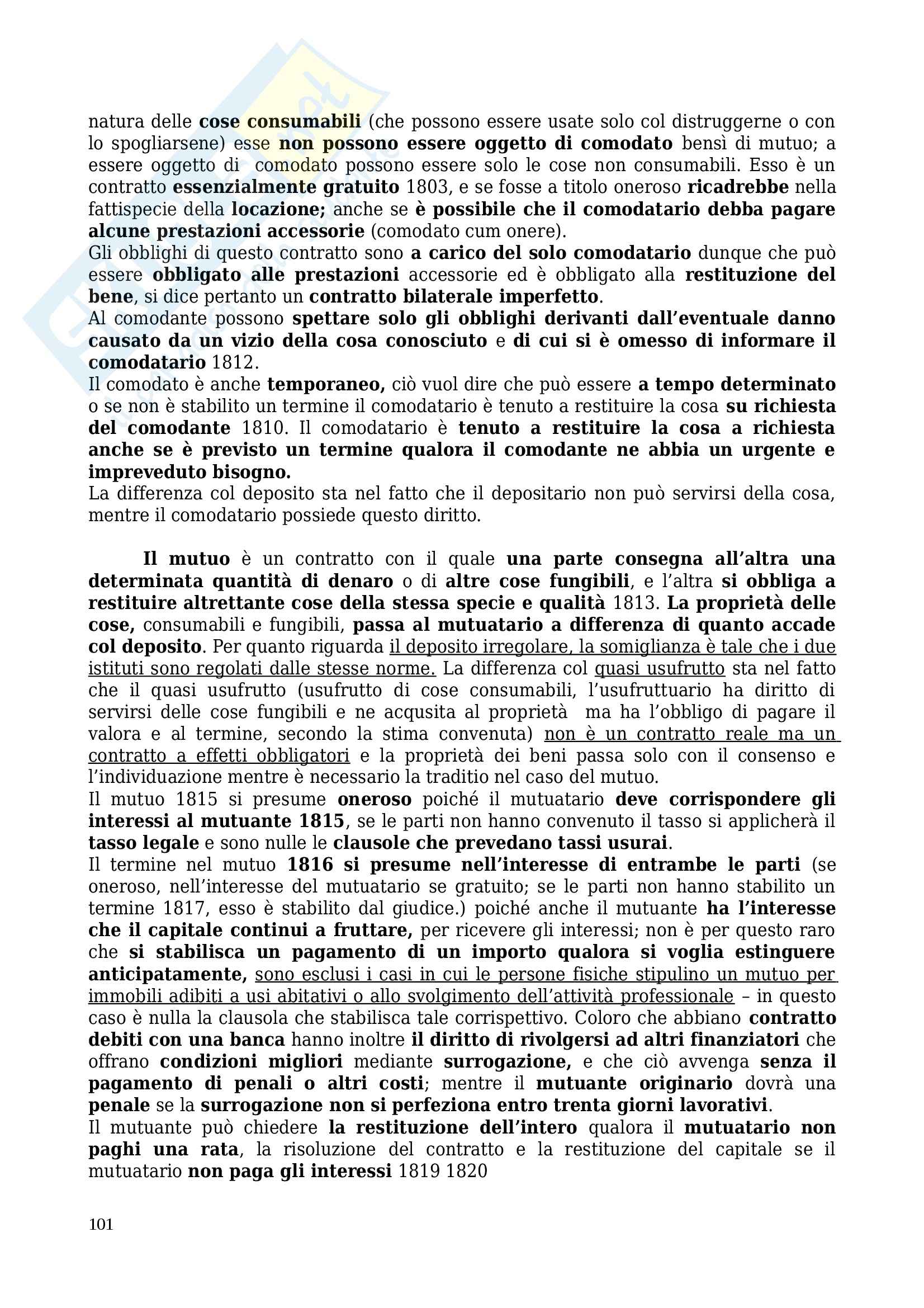 Riassunto esame Diritto privato, prof. Sartori, libro consigliato Manuale di diritto privato, Torrente, Schlesinger Pag. 101