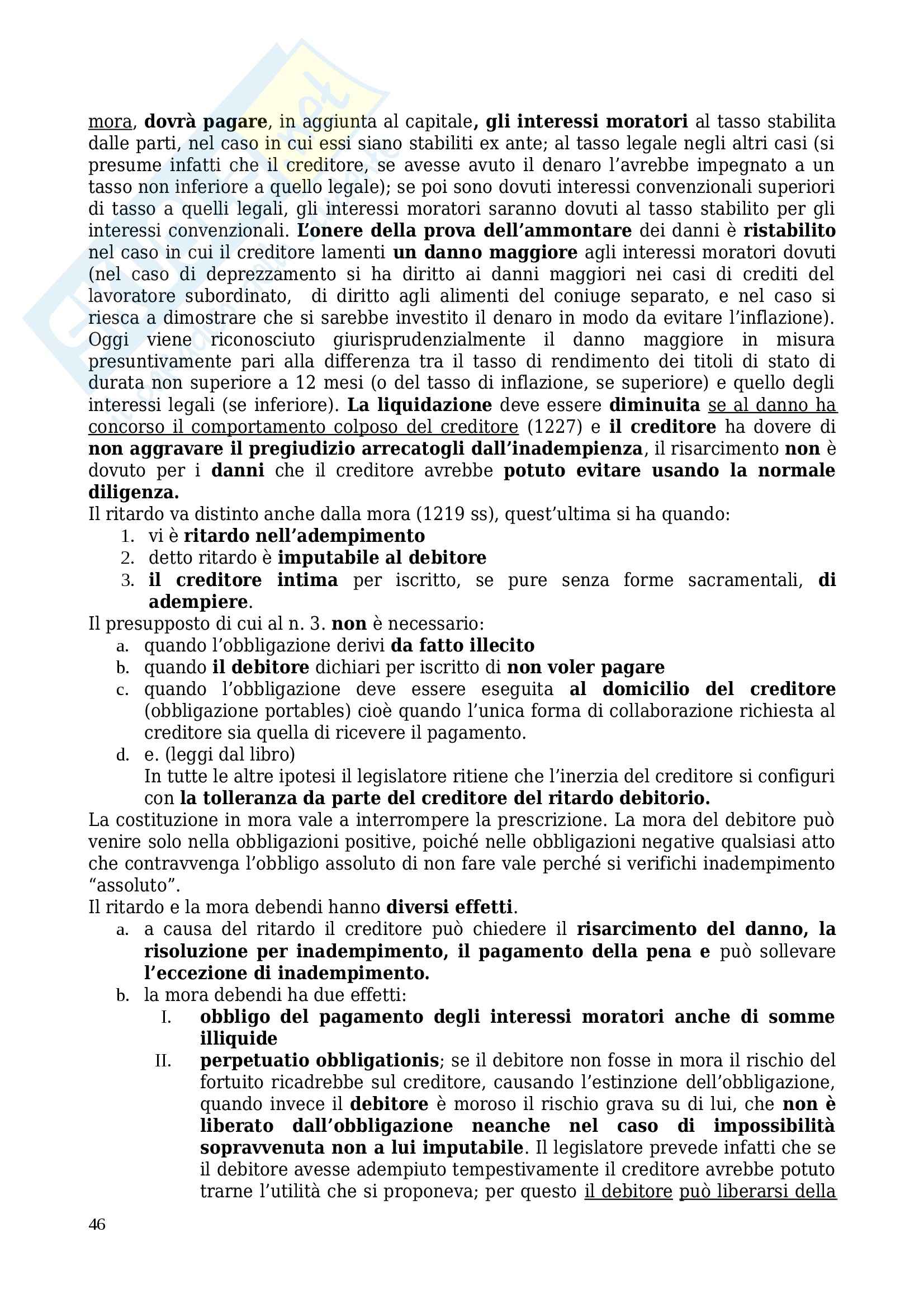Riassunto esame Diritto privato, prof. Sartori, libro consigliato Manuale di diritto privato, Torrente, Schlesinger Pag. 46