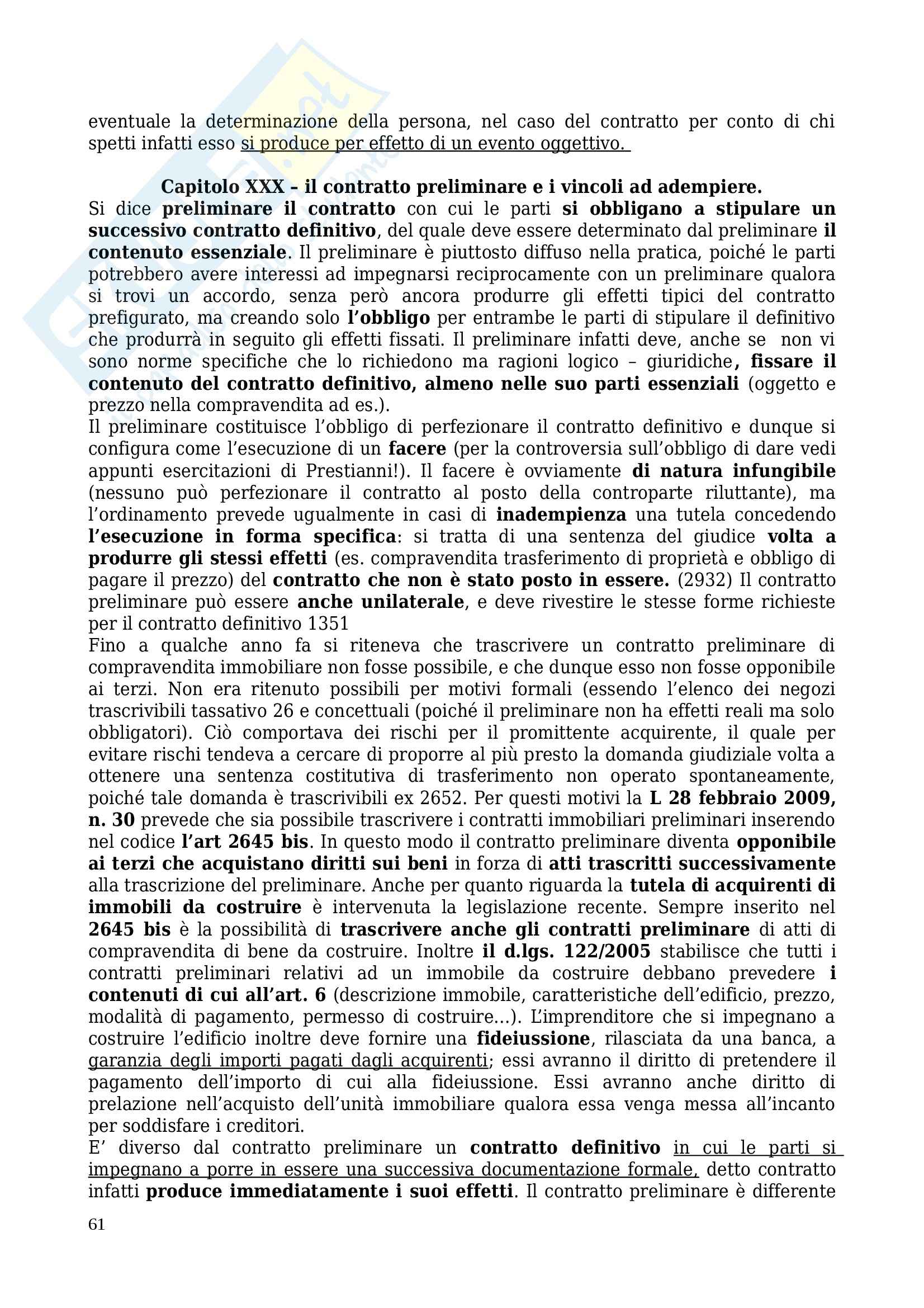Riassunto esame Diritto privato, prof. Sartori, libro consigliato Manuale di diritto privato, Torrente, Schlesinger Pag. 61