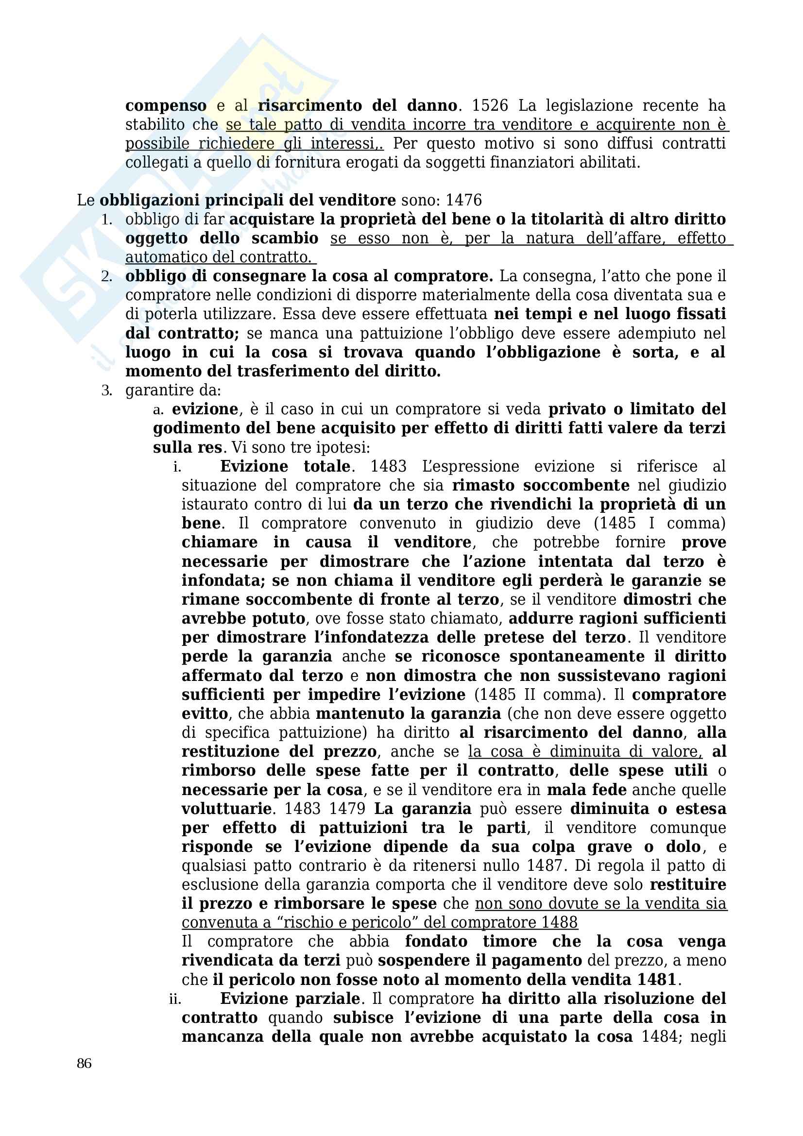 Riassunto esame Diritto privato, prof. Sartori, libro consigliato Manuale di diritto privato, Torrente, Schlesinger Pag. 86