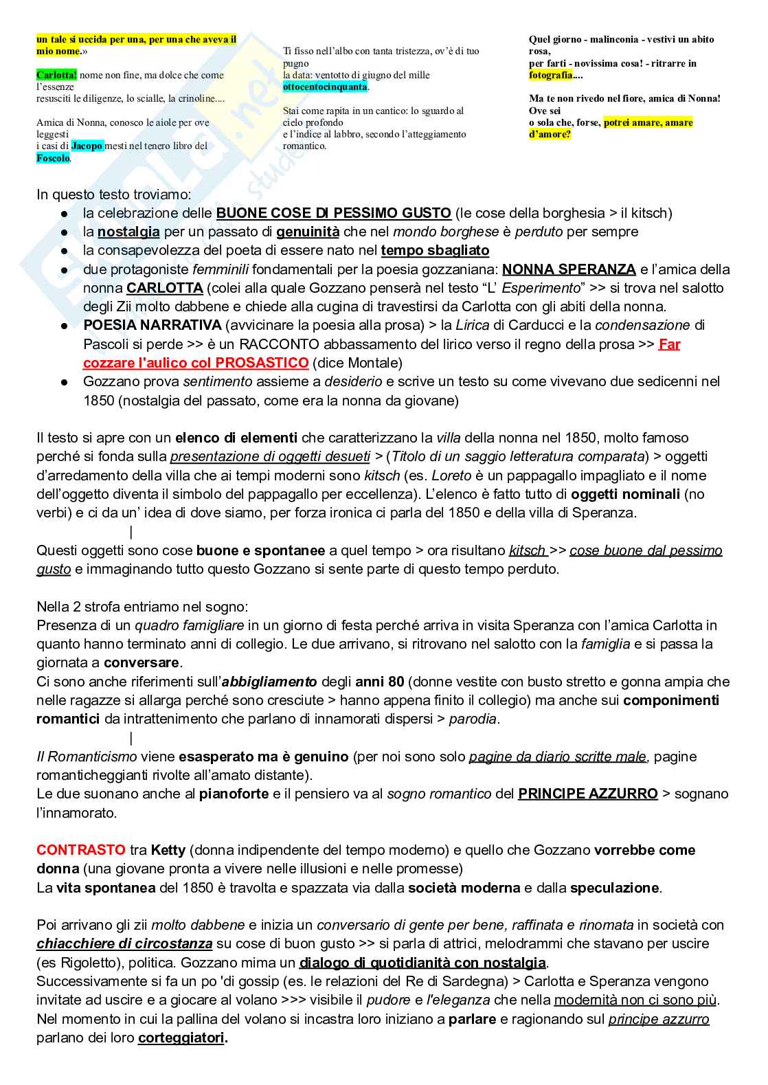 Poesia del primo Novecento: da Pascoli a Montale - Appunti lezioni Letteratura italiana Pag. 26