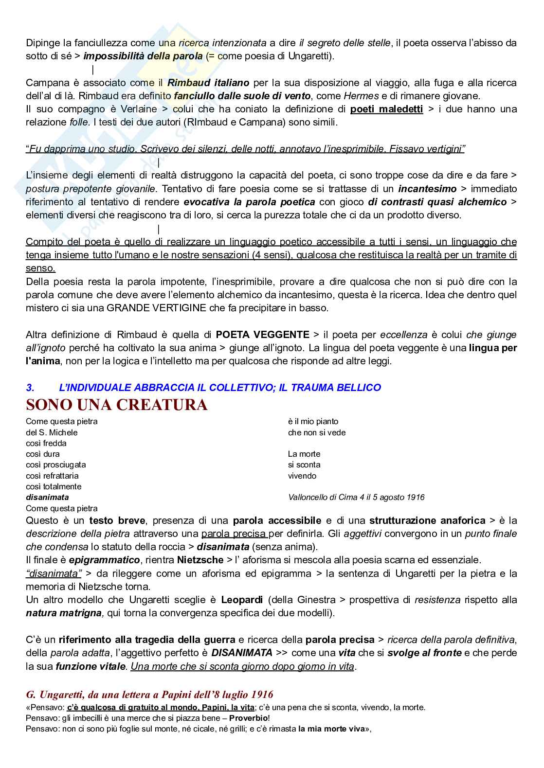 Poesia del primo Novecento: da Pascoli a Montale - Appunti lezioni Letteratura italiana Pag. 66