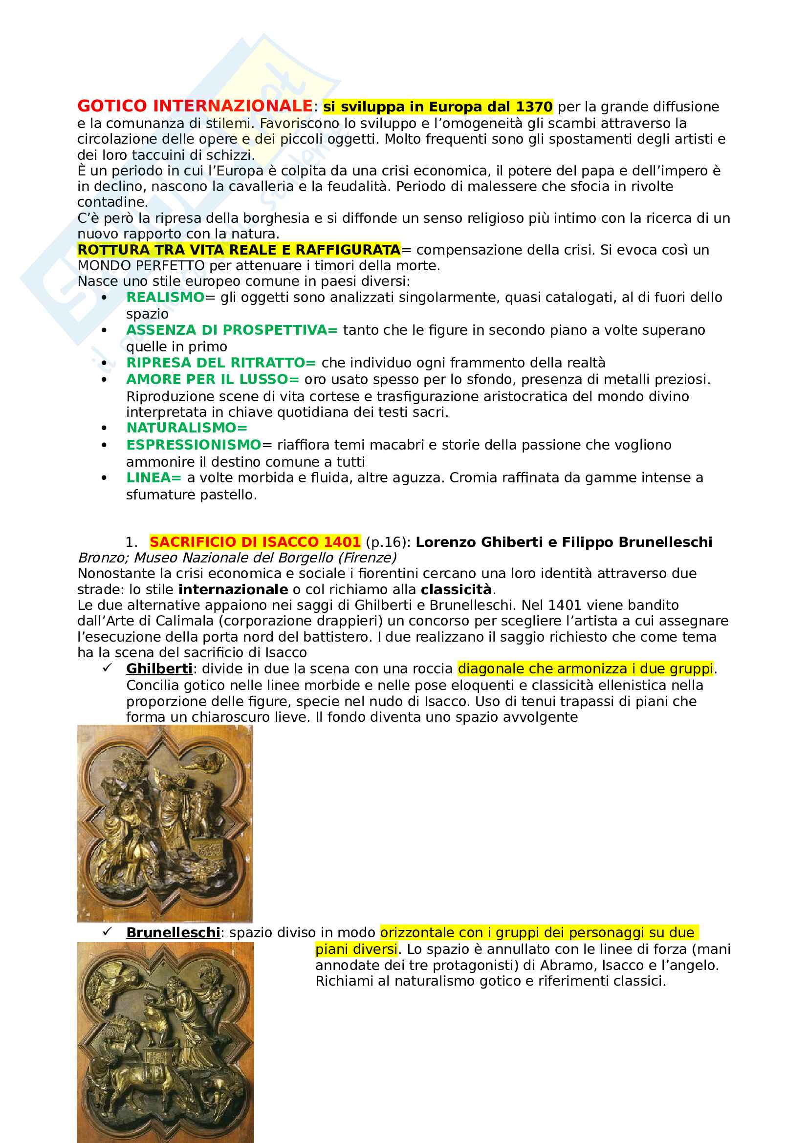 Schemi storia dell'arte (opere chieste nello scritto) Pag. 1