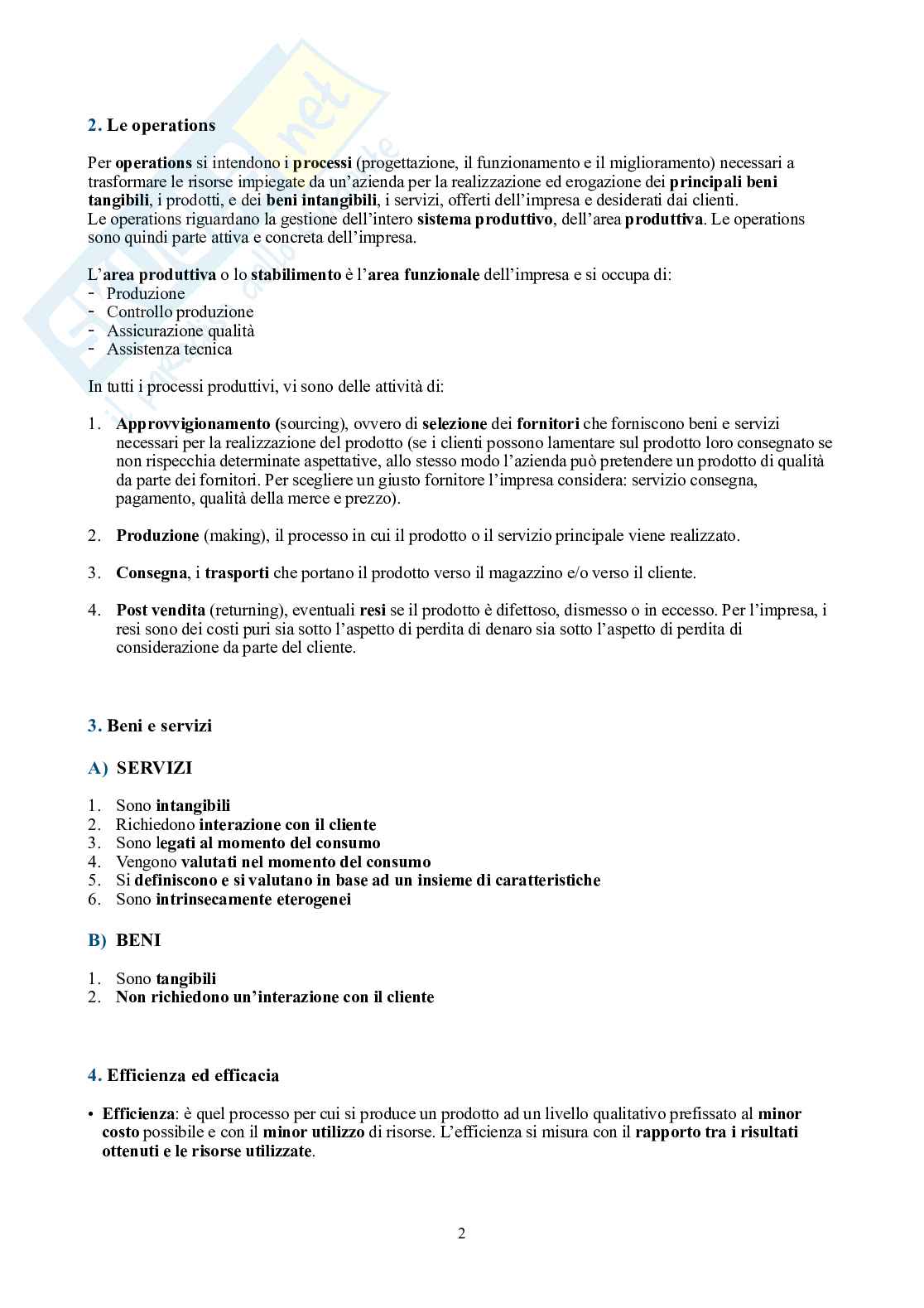 Operations Management – Teoria completa in 8 capitoli (stabilimento, layout, qualità) Pag. 2