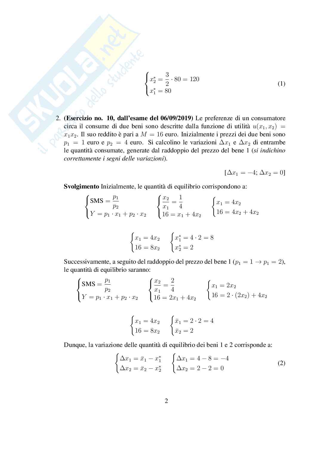 Esercitazione Panieri di Economia politica 1 Pag. 2