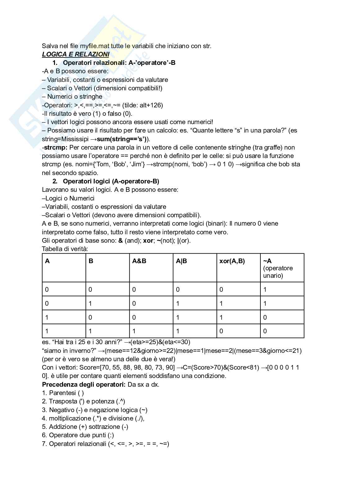 Appunti sui comandi Matlab Pag. 6