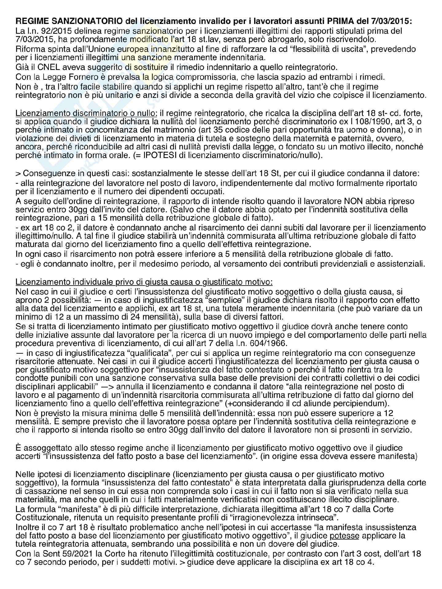 Appunti Diritto del lavoro - licenziamenti, 3ª parte Pag. 6