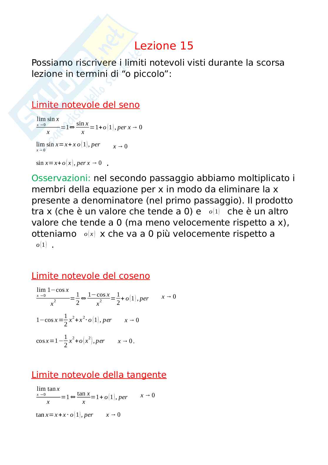 Limiti notevoli con dimostrazione, Analisi matematica Pag. 1