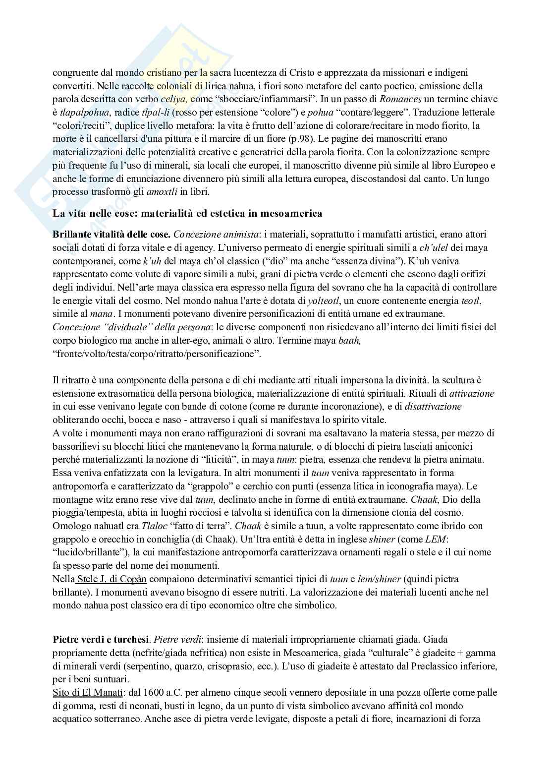Riassunto esame Arte e cultura dell'America indigena, Domenici, libro consigliato Il senso delle cose Pag. 11